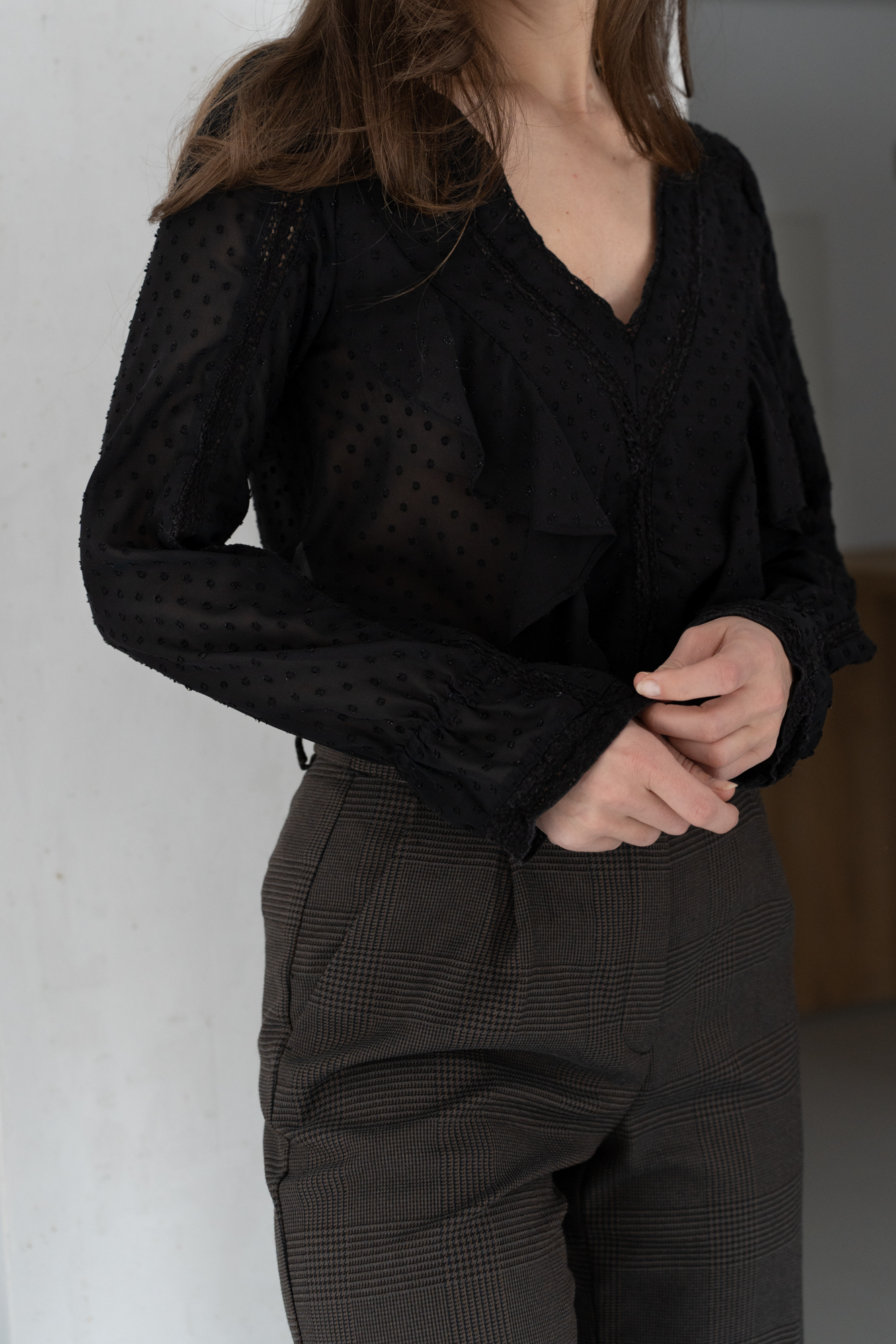 Black v-neck blouse