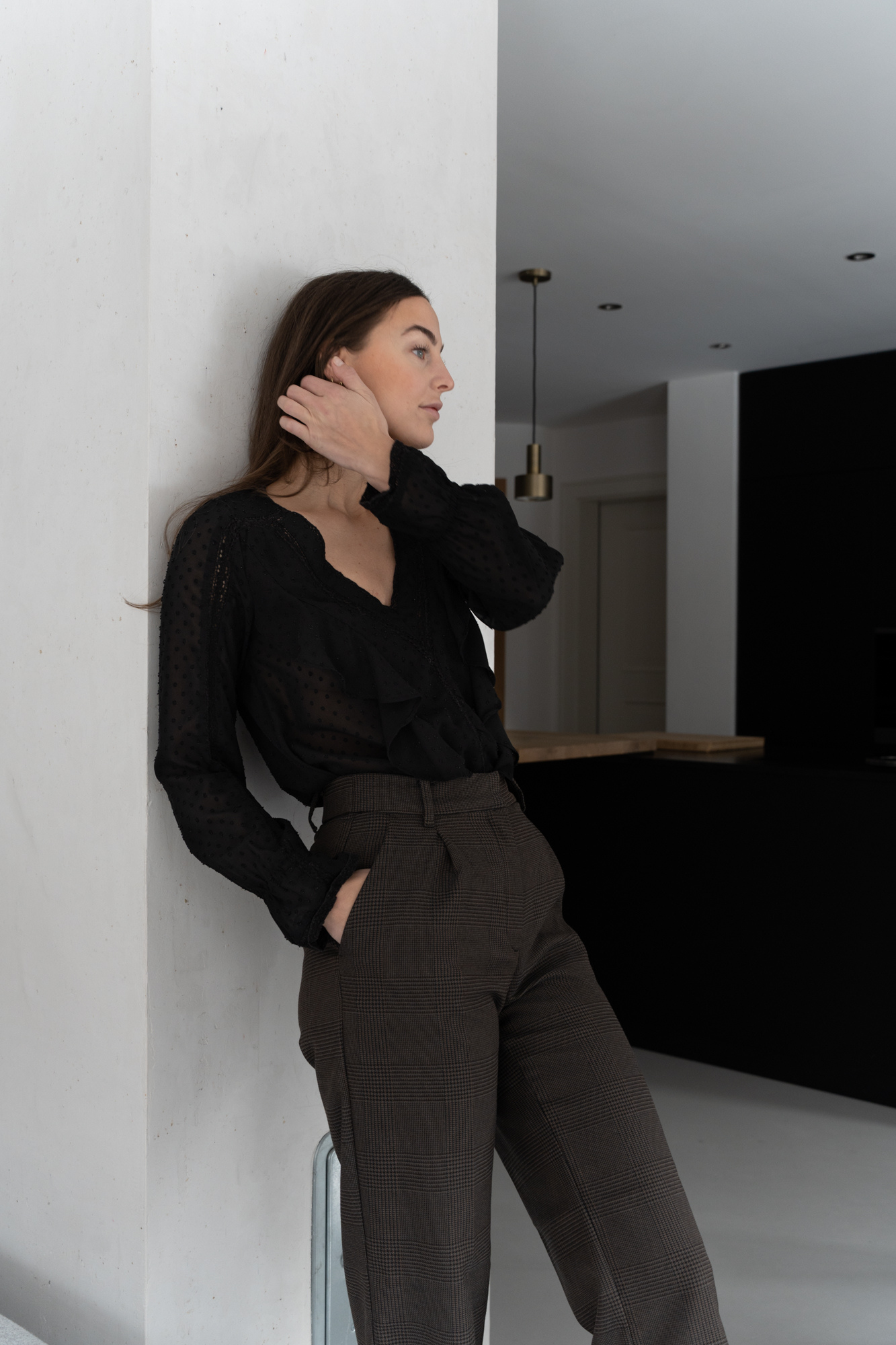 Black v-neck blouse