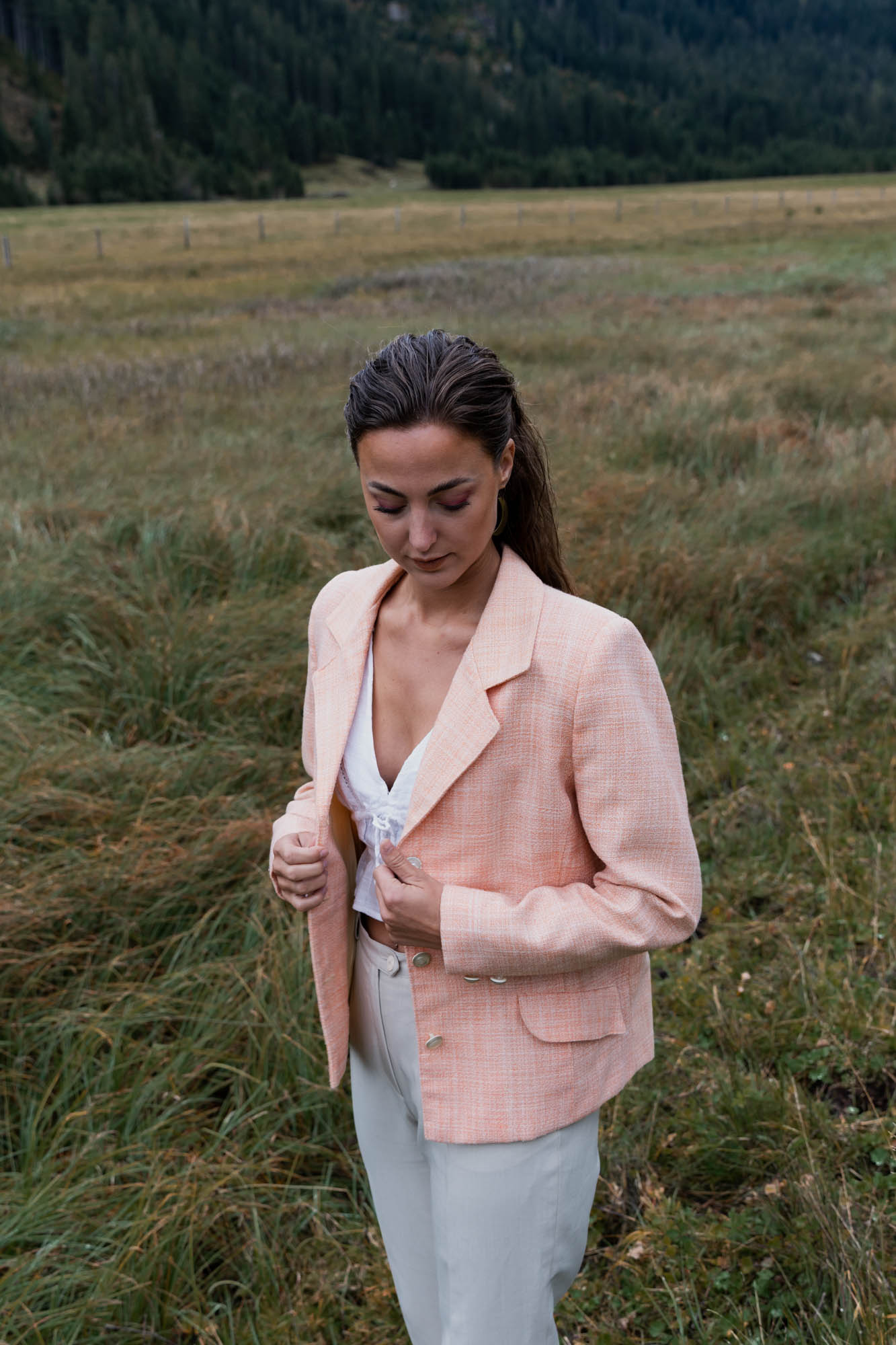 Pastel orange blazer jacket