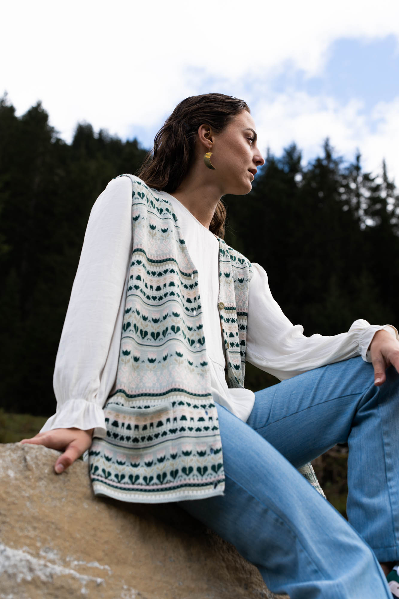 Knitted merino wool waistcoat