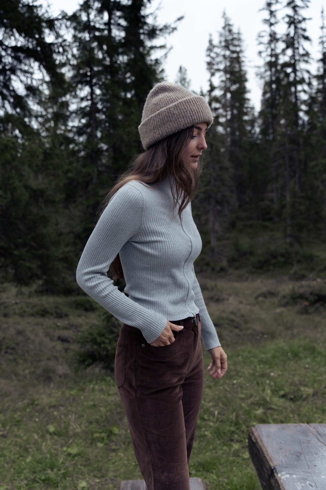 Gray turtleneck with front zip