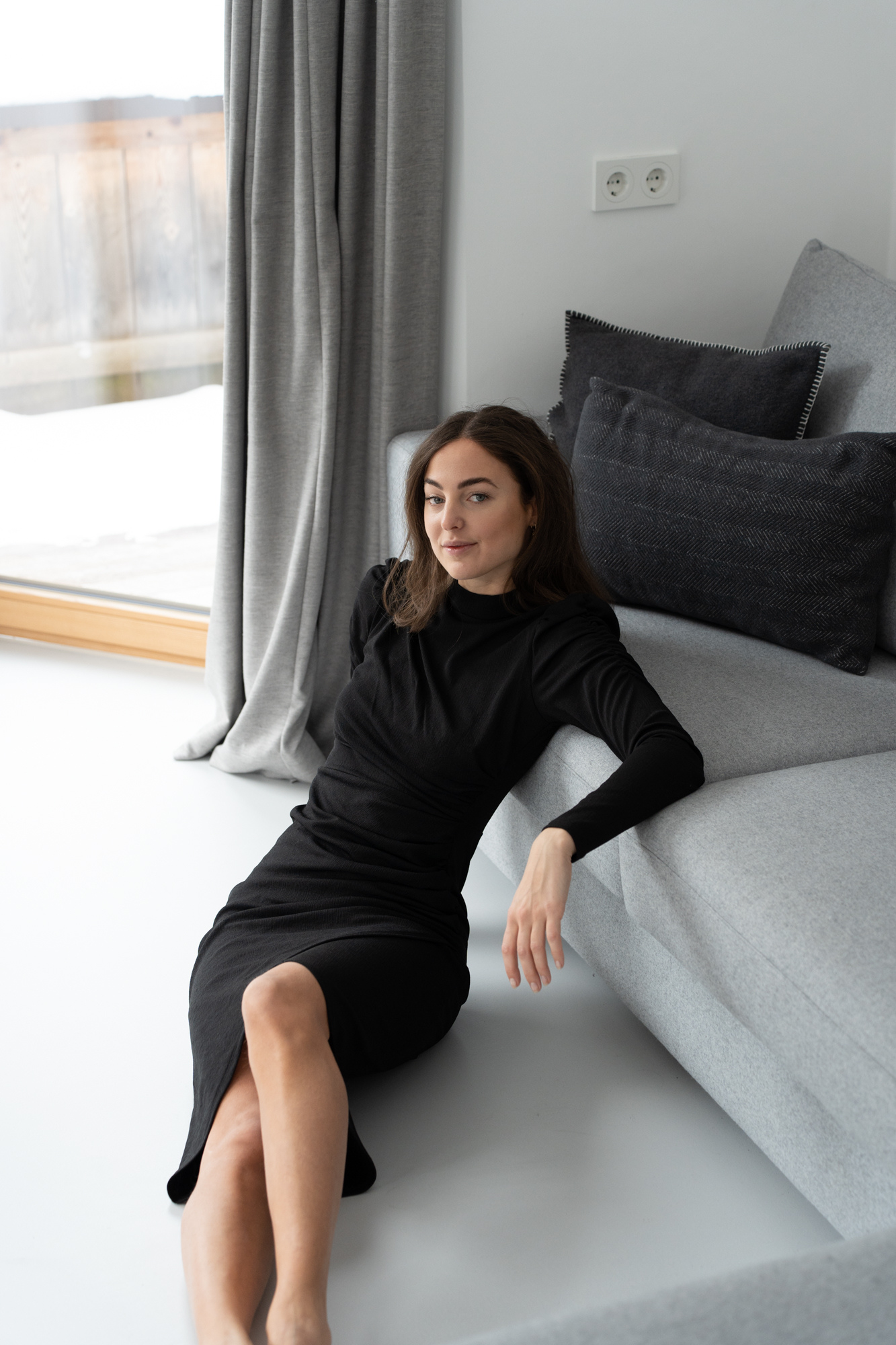 Black draped dress