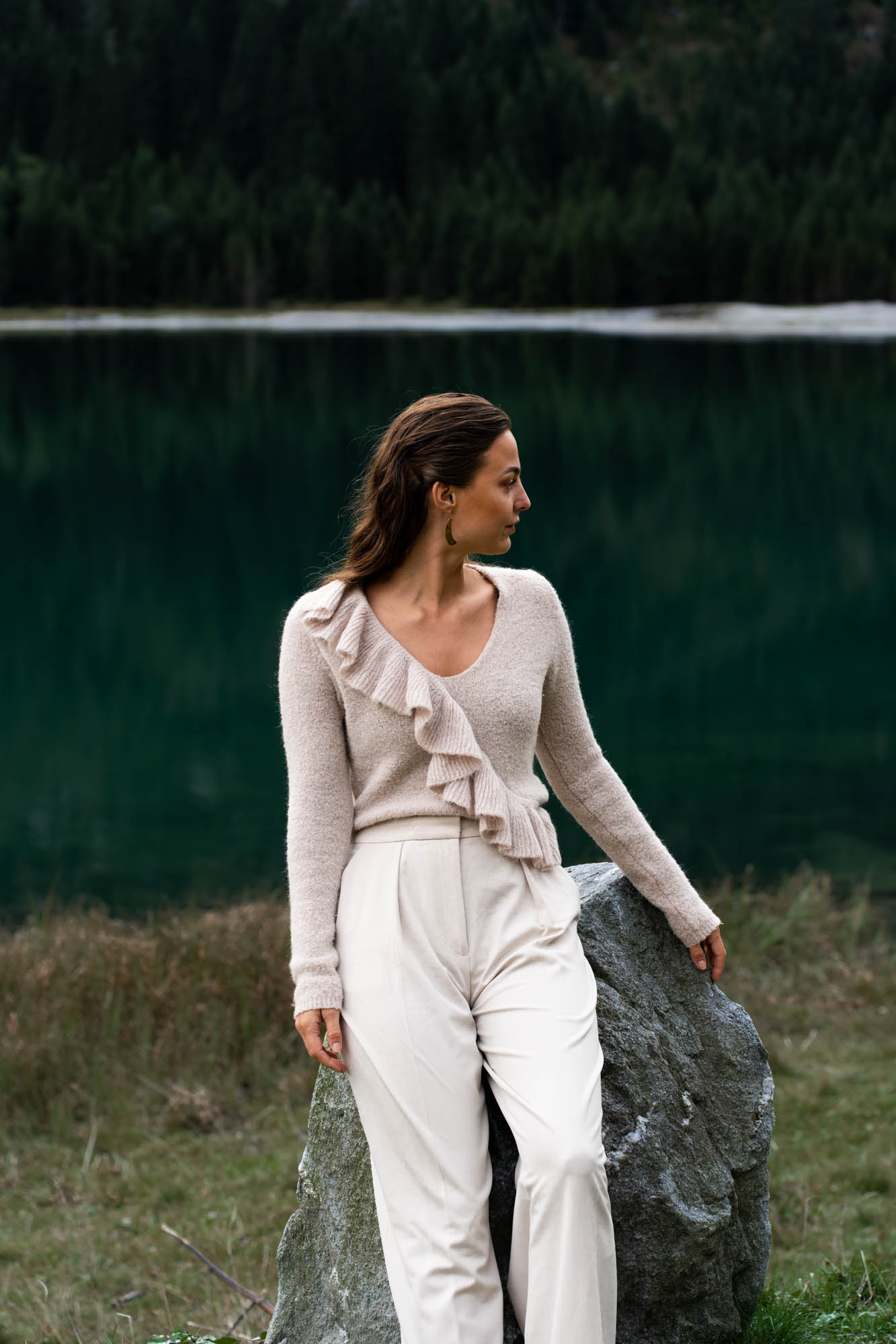 Cream colored wool blend sweater