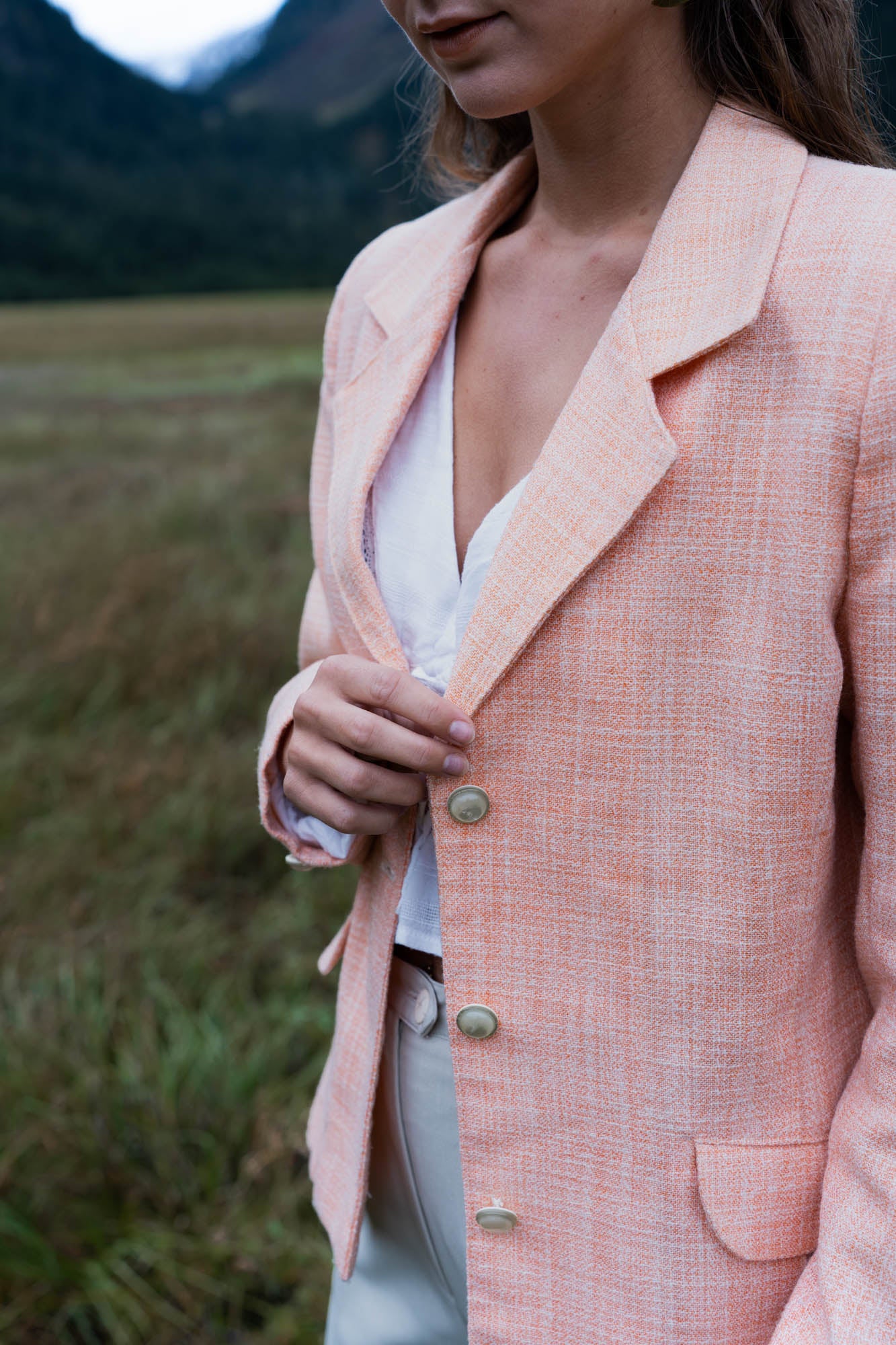 Pastel orange blazer jacket