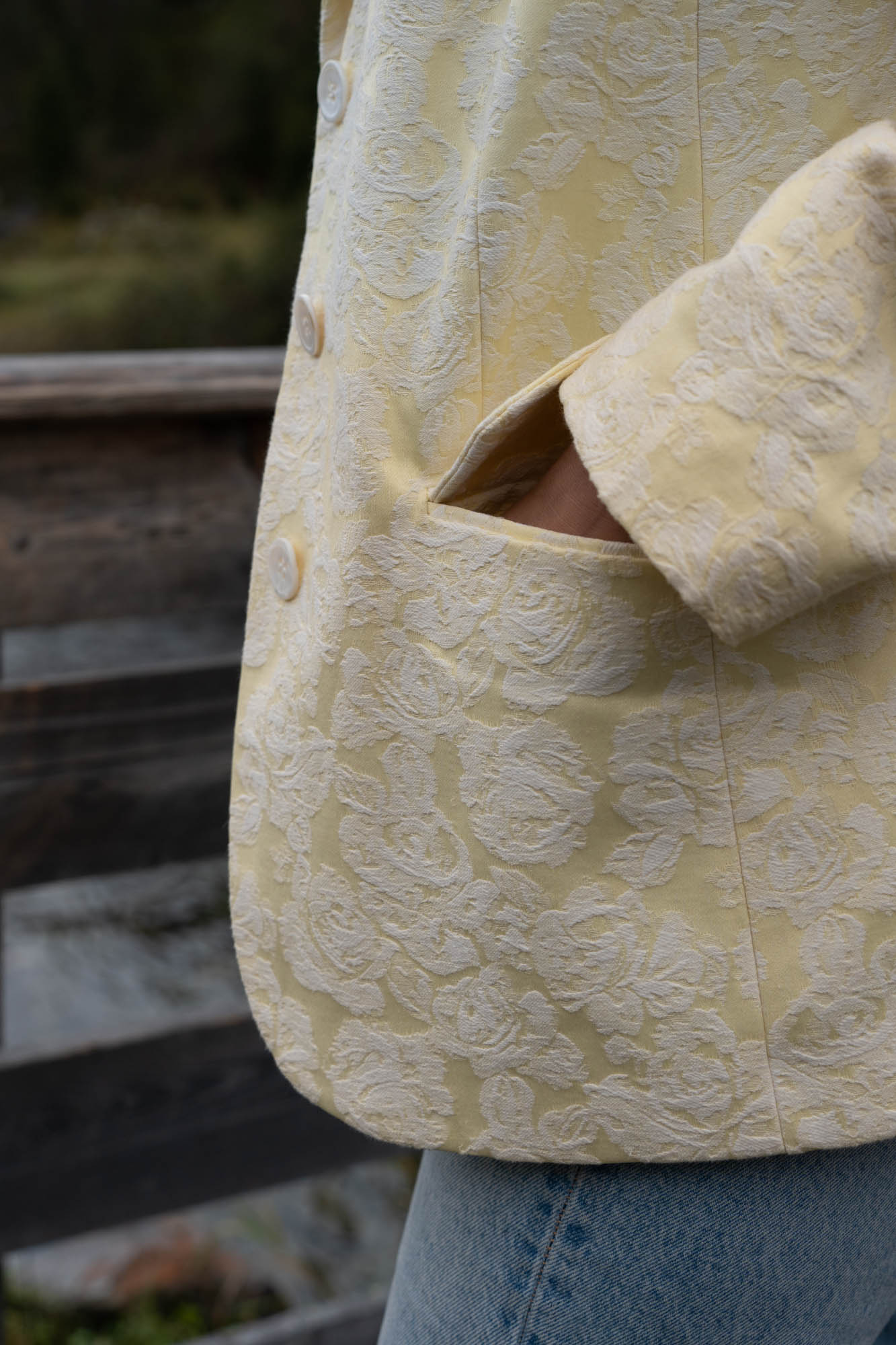 Pastel yellow blazer jacket