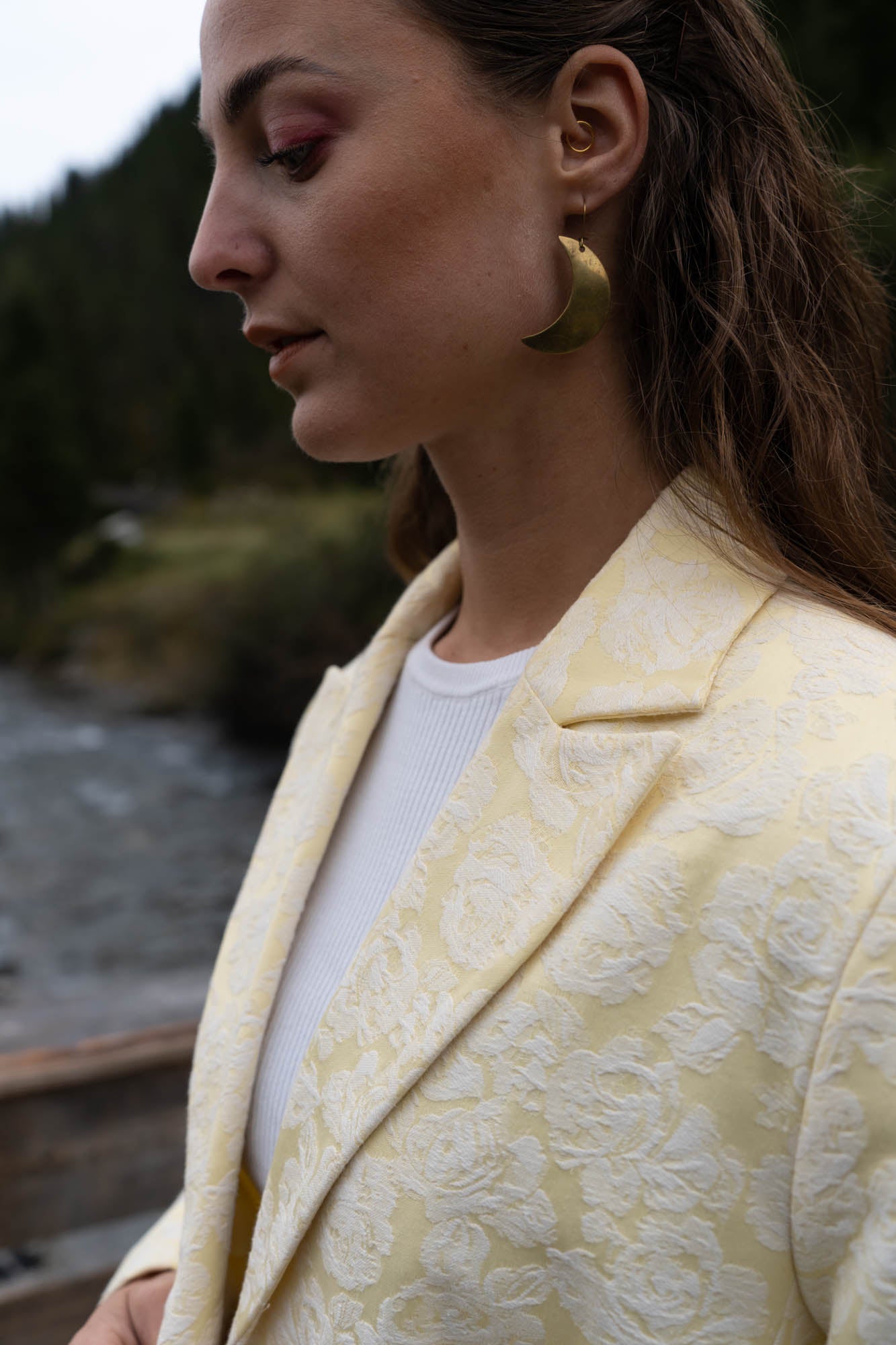 Pastel yellow blazer jacket