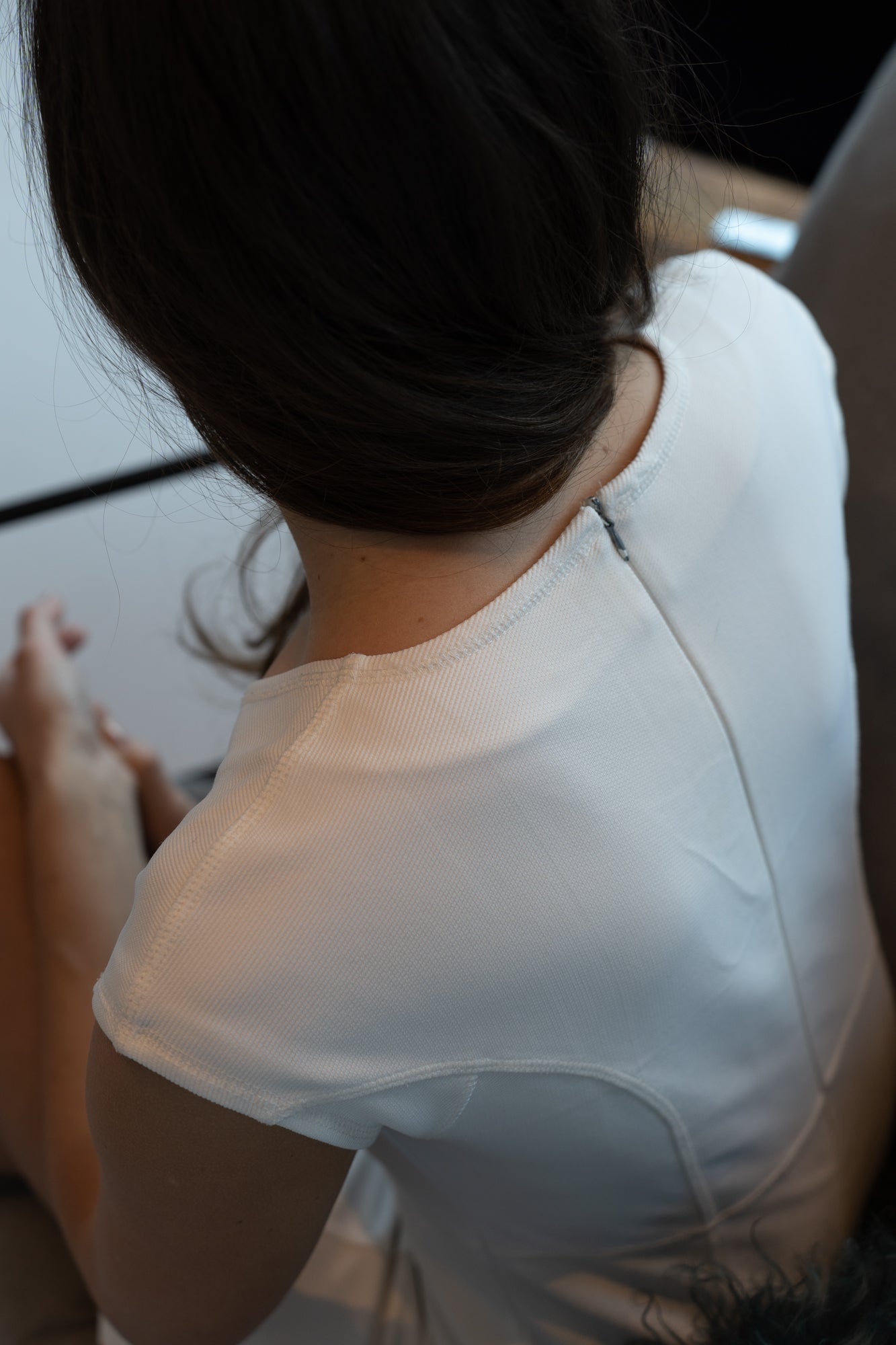 Form-fitting white dress