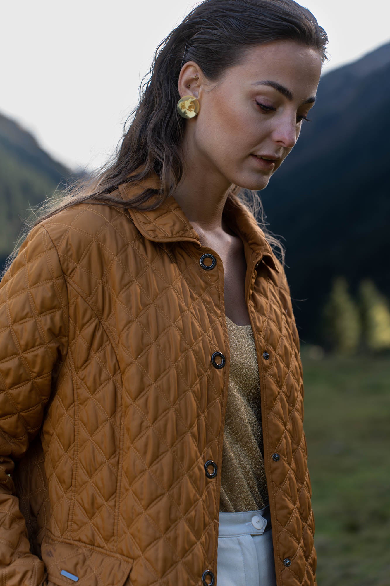 Ochreous quilted jacket