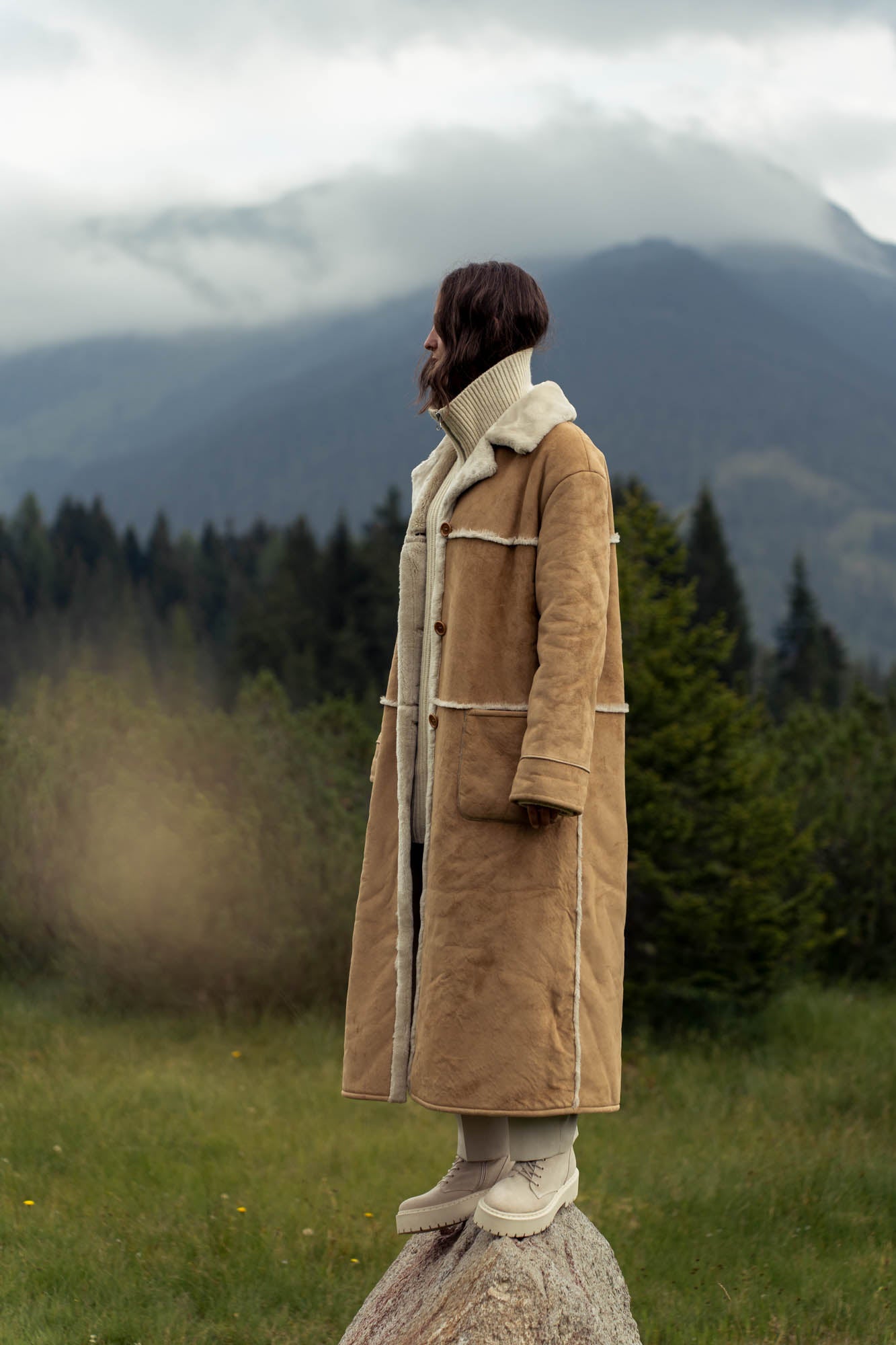 Vegan beige lammy coat