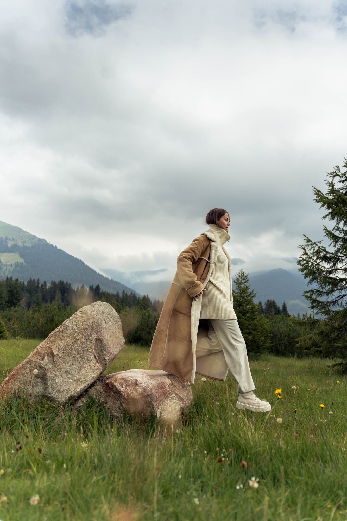 Vegan beige lammy coat