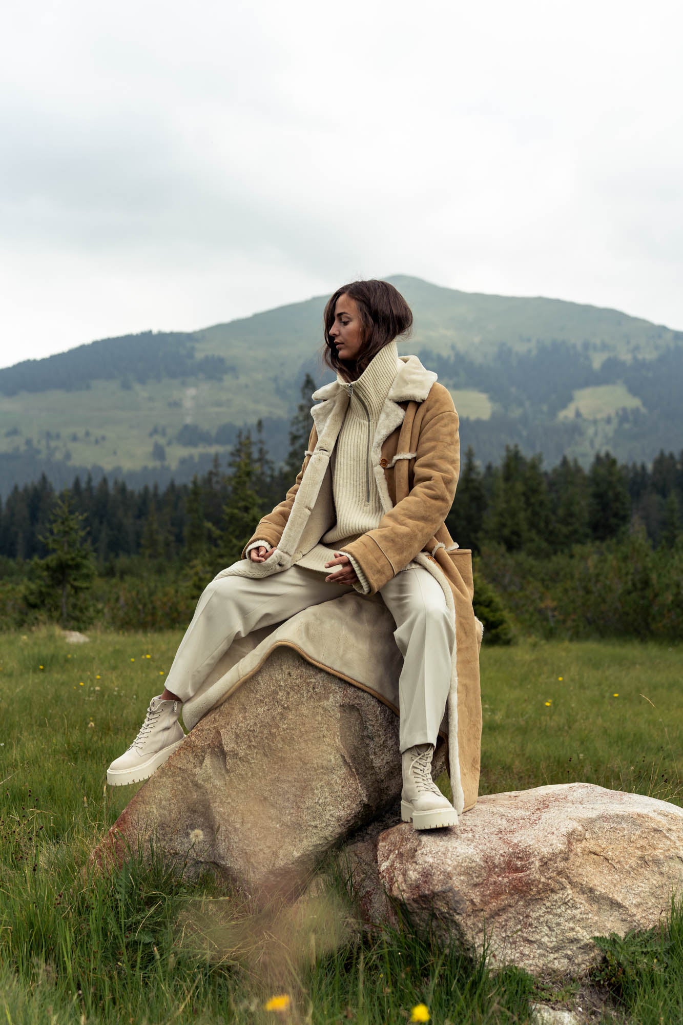 Vegan beige lammy coat