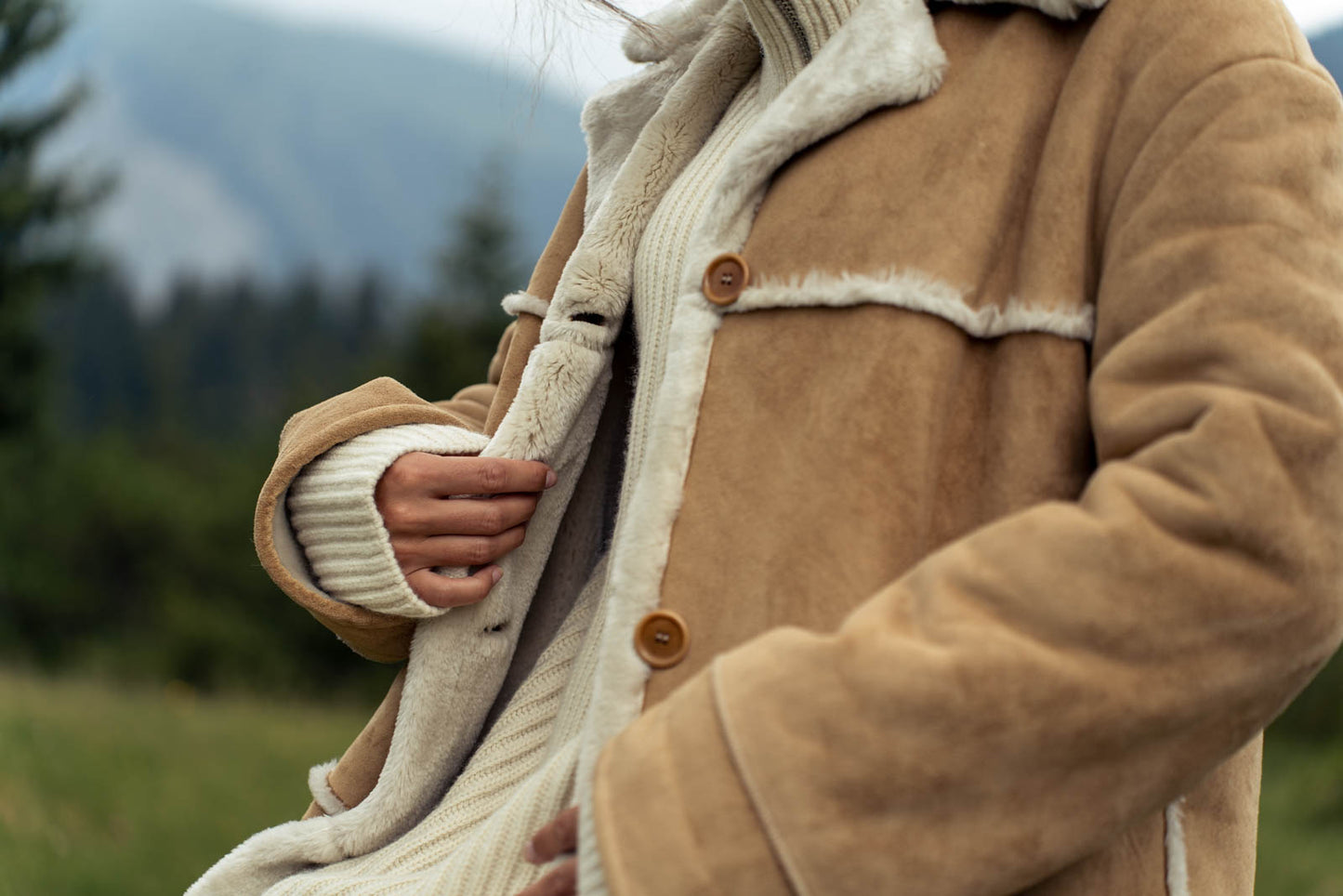 Vegan beige lammy coat