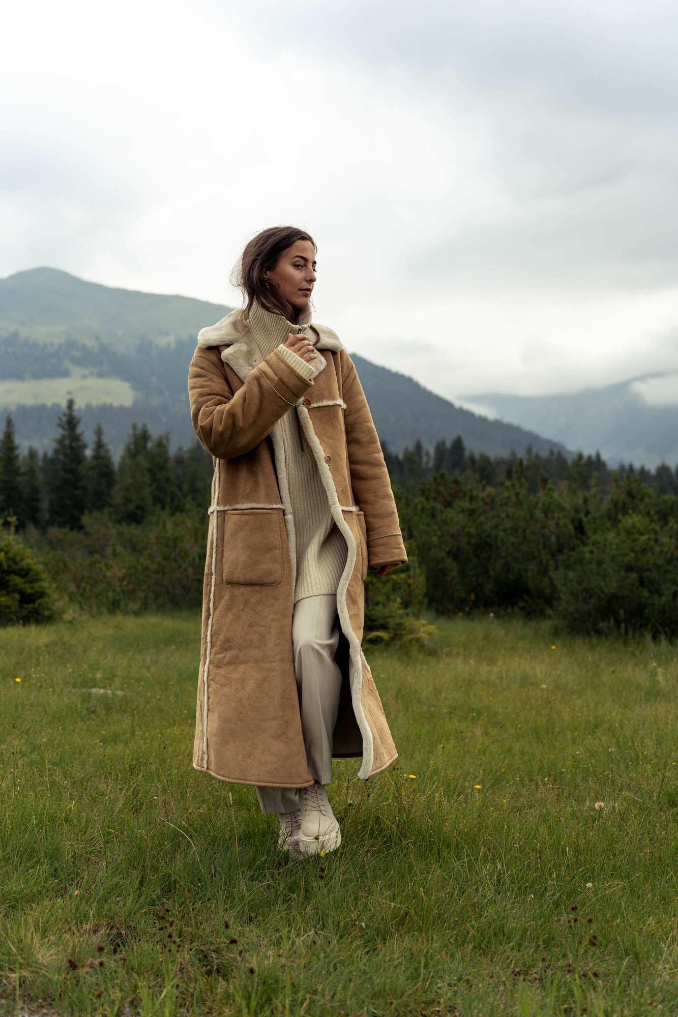 Vegan beige lammy coat