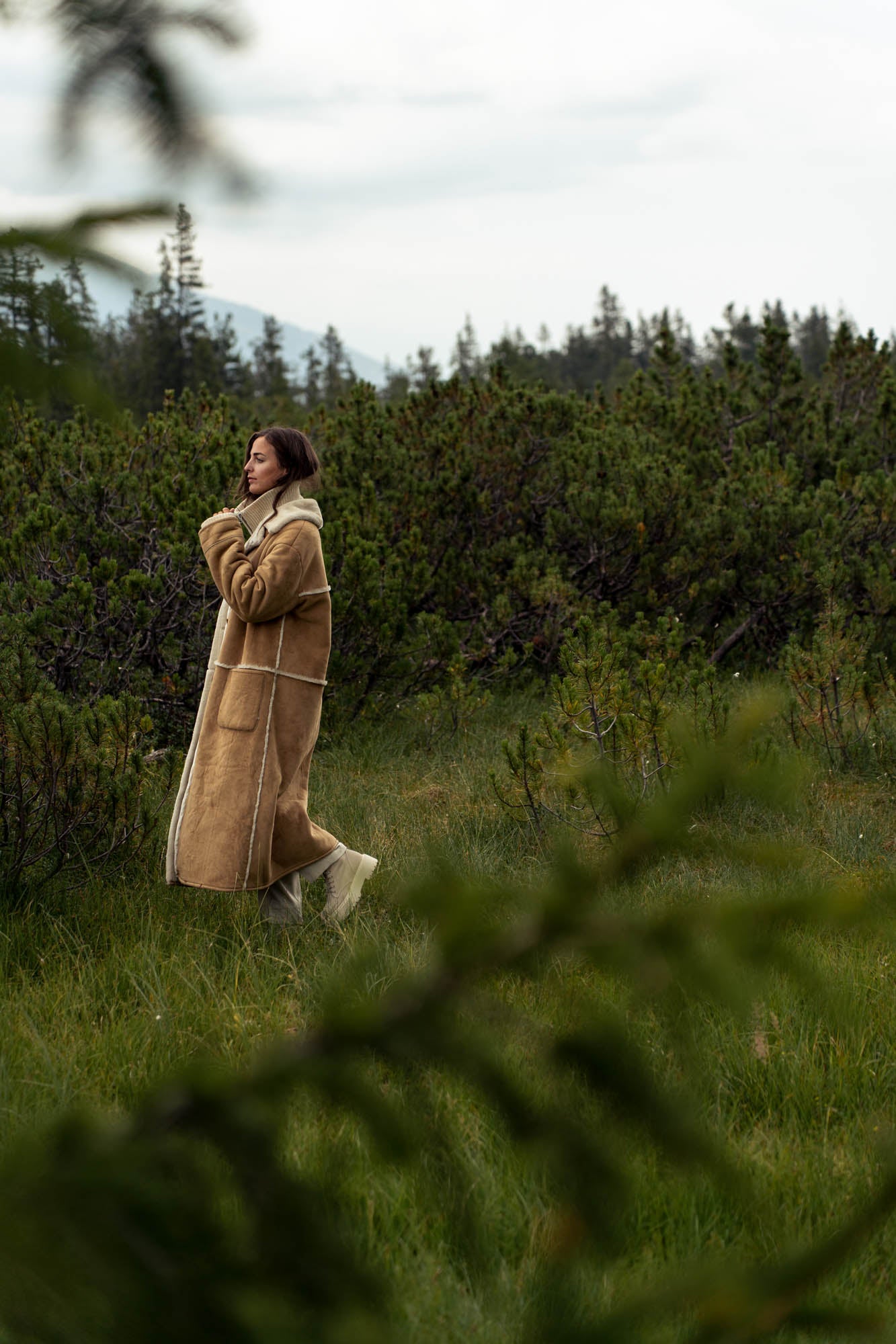 Vegan beige lammy coat
