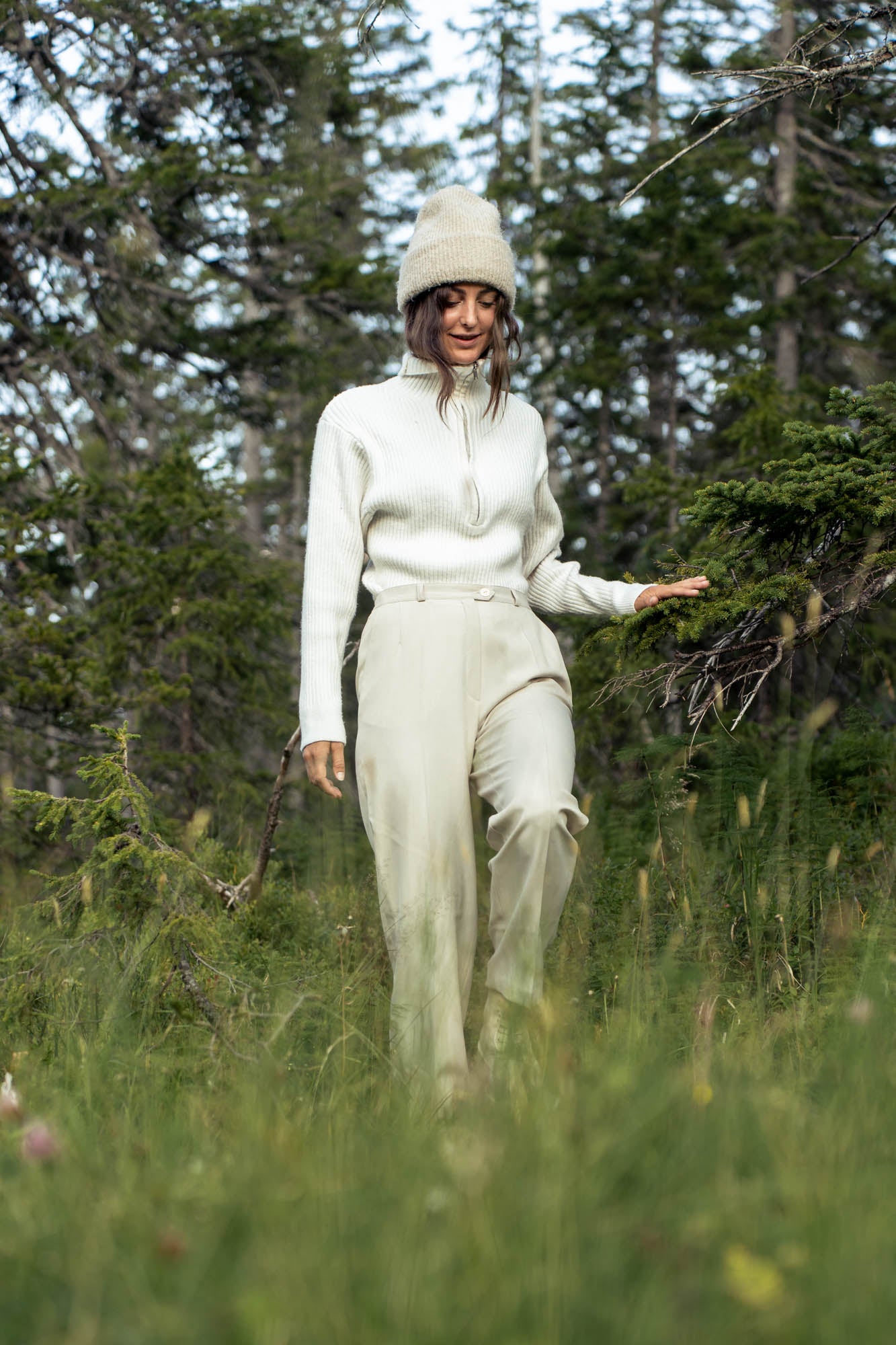 White turtleneck with zipper