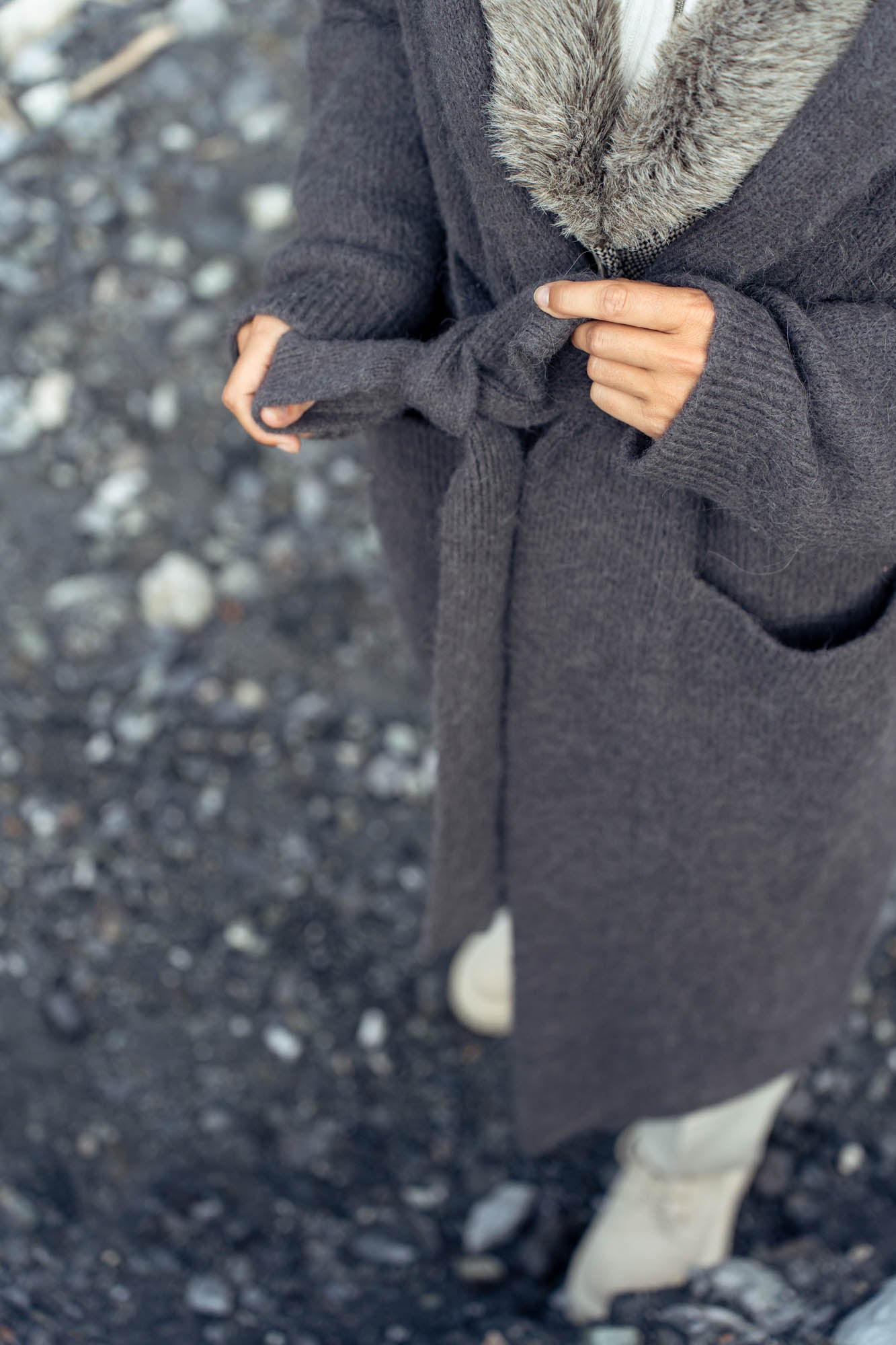 Dark gray wool cardigan