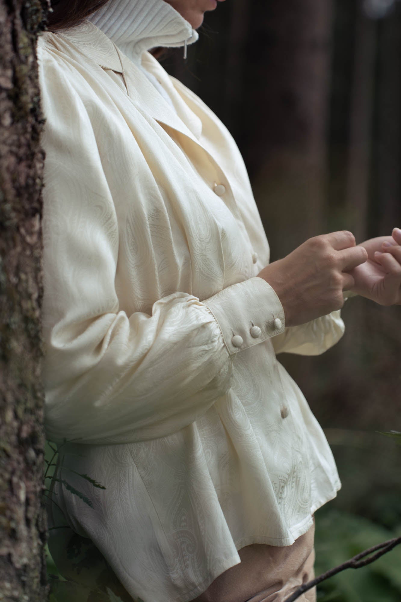 100% silk cream colored vintage blouse