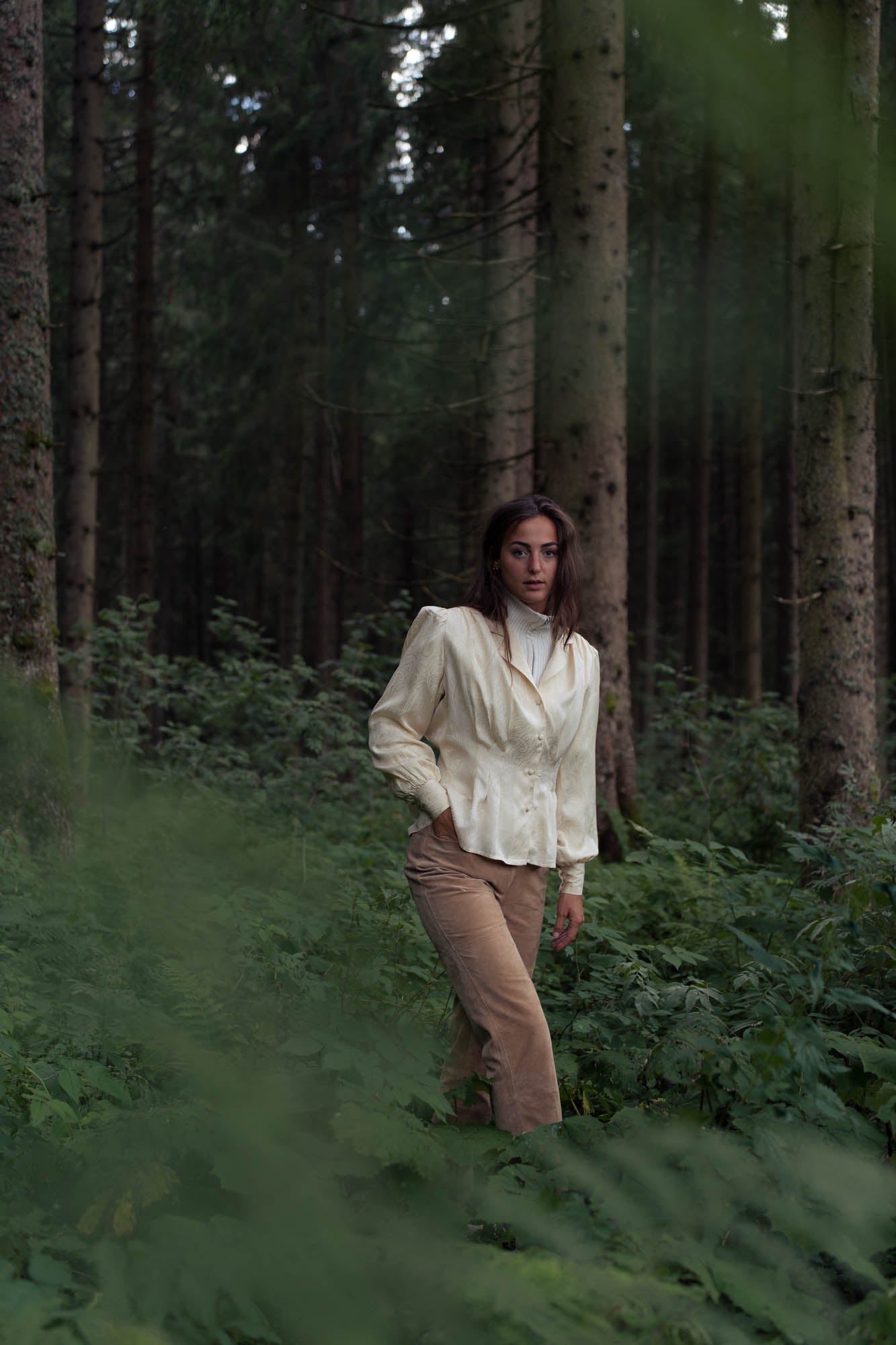 100% silk cream colored vintage blouse