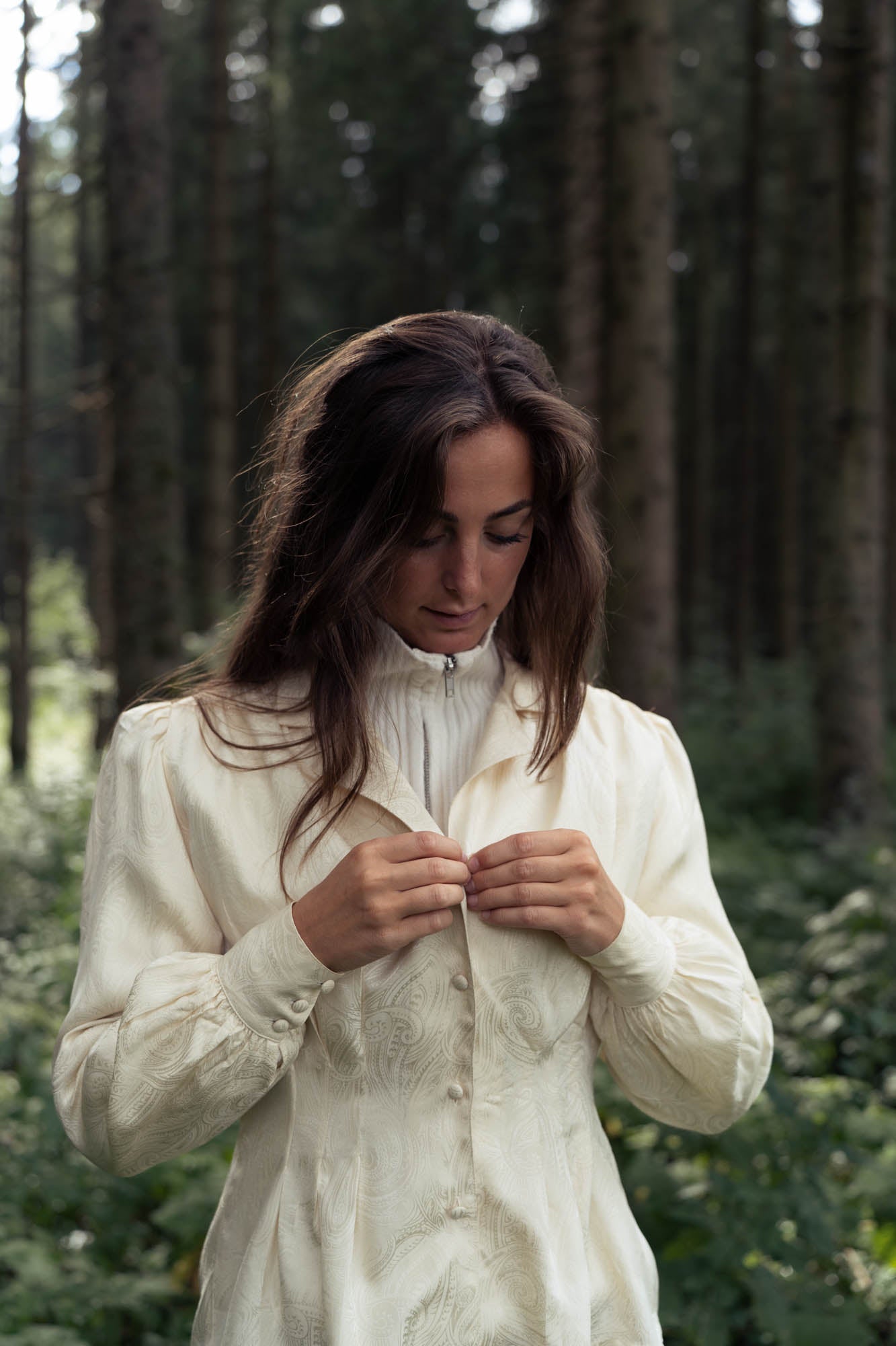 100% silk cream colored vintage blouse