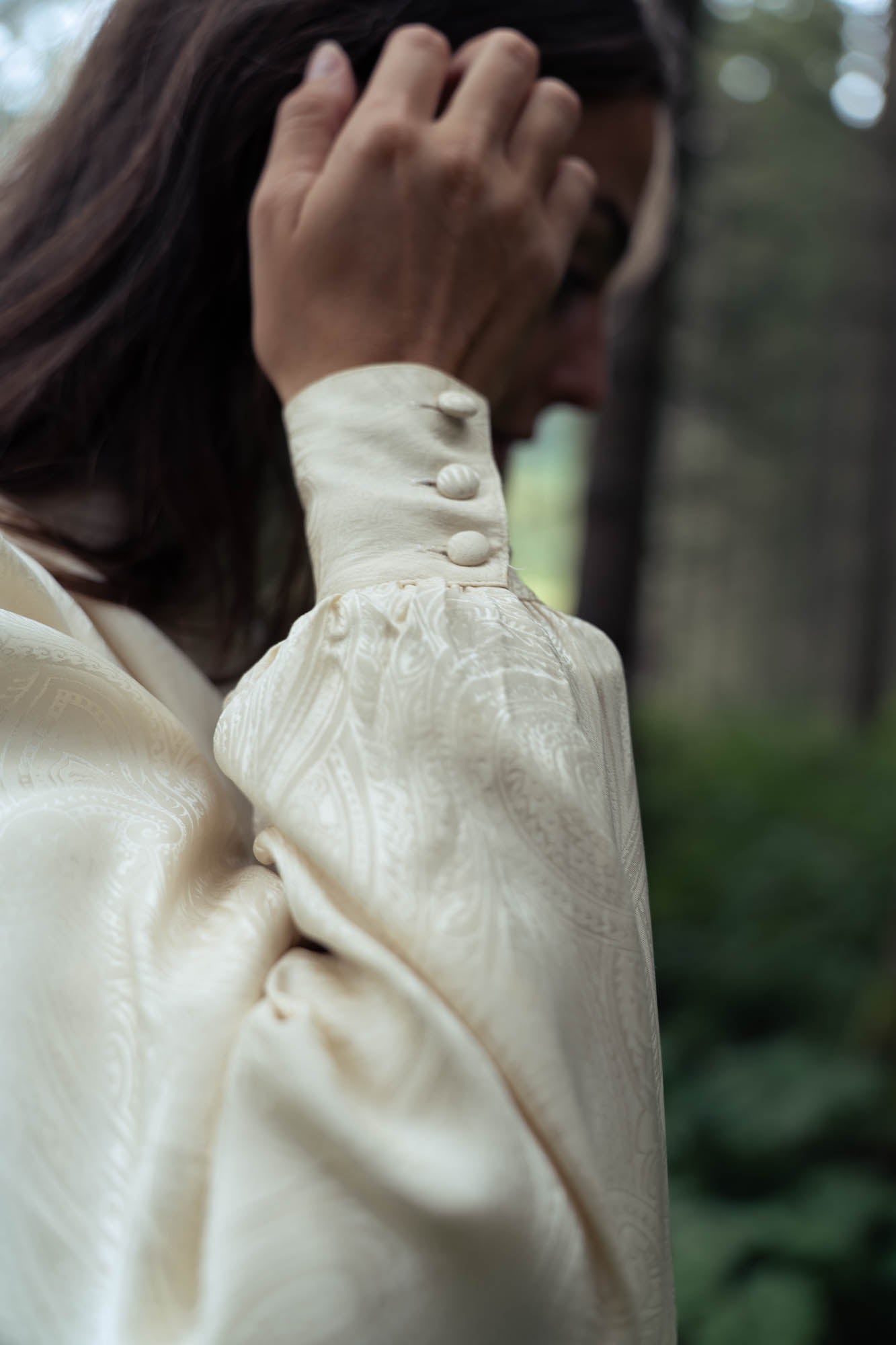 100% silk cream colored vintage blouse