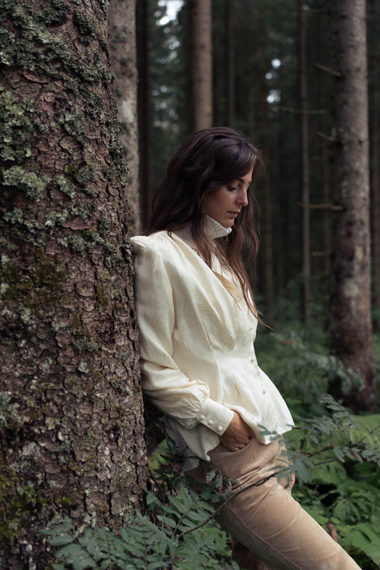 100% silk cream colored vintage blouse