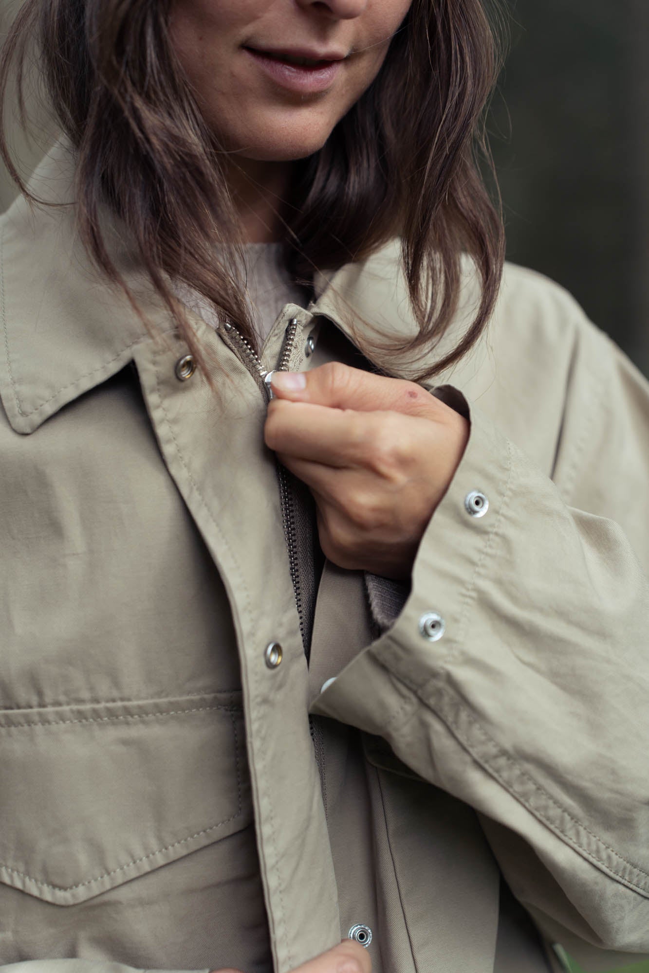 100% cotton khaki bomber jacket