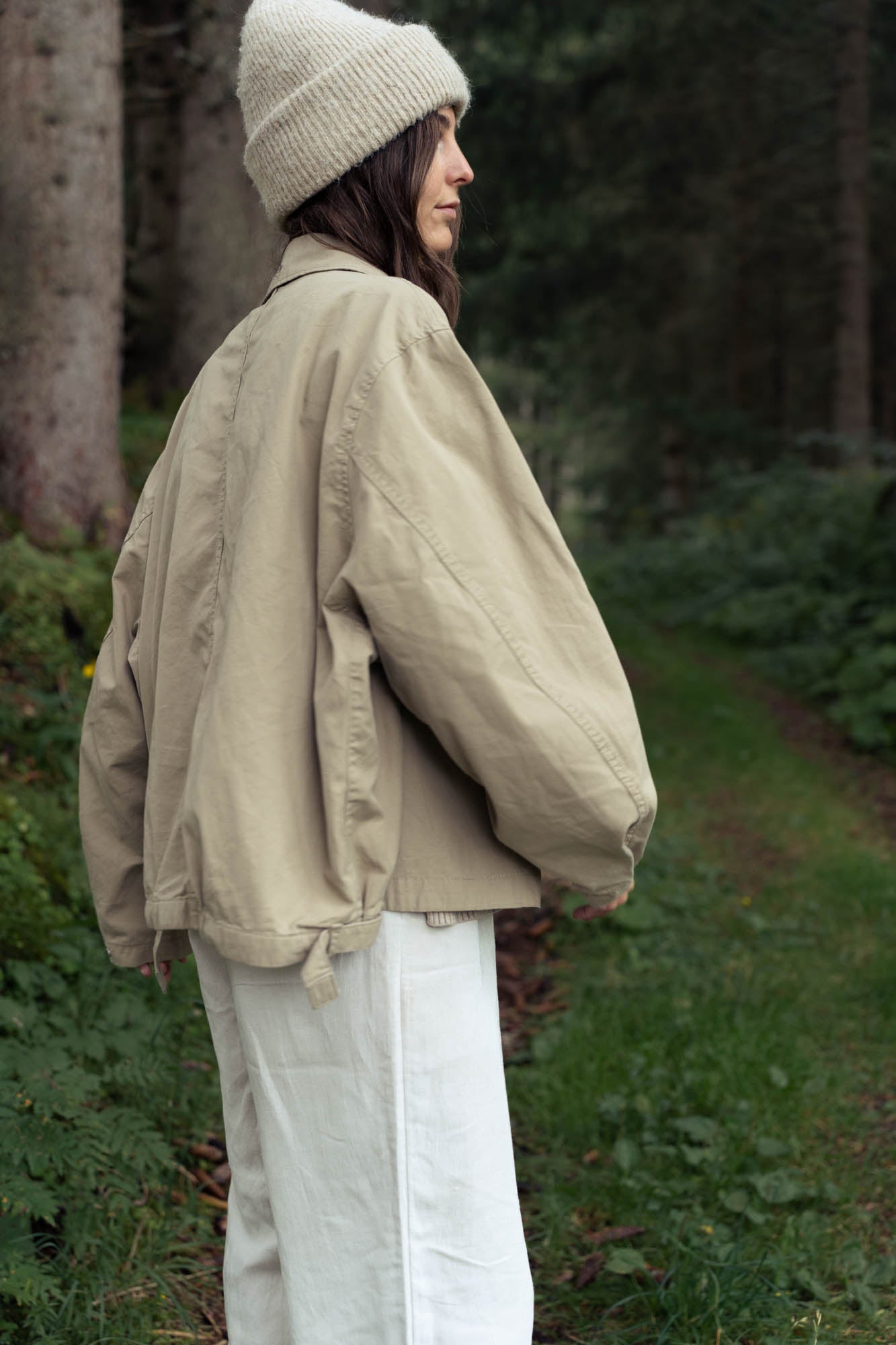 100% cotton khaki bomber jacket