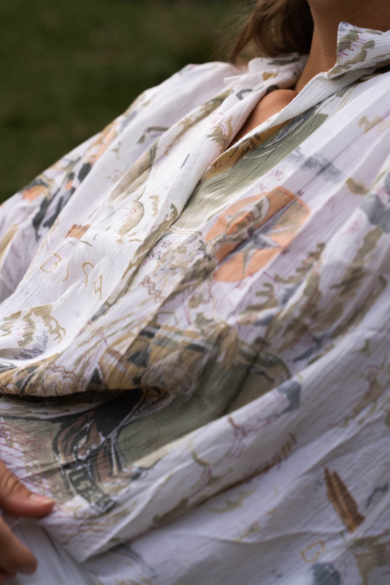 White blouse with print