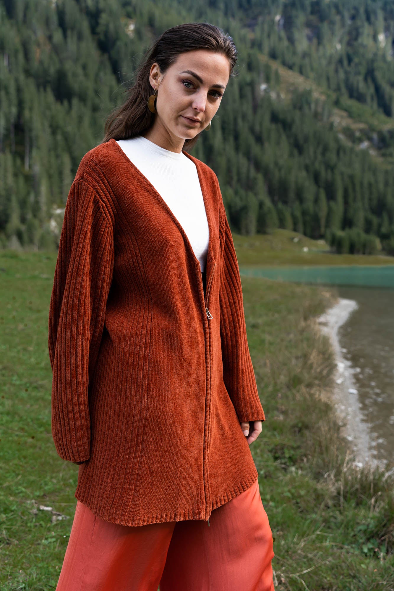Oversized cardigan with zipper
