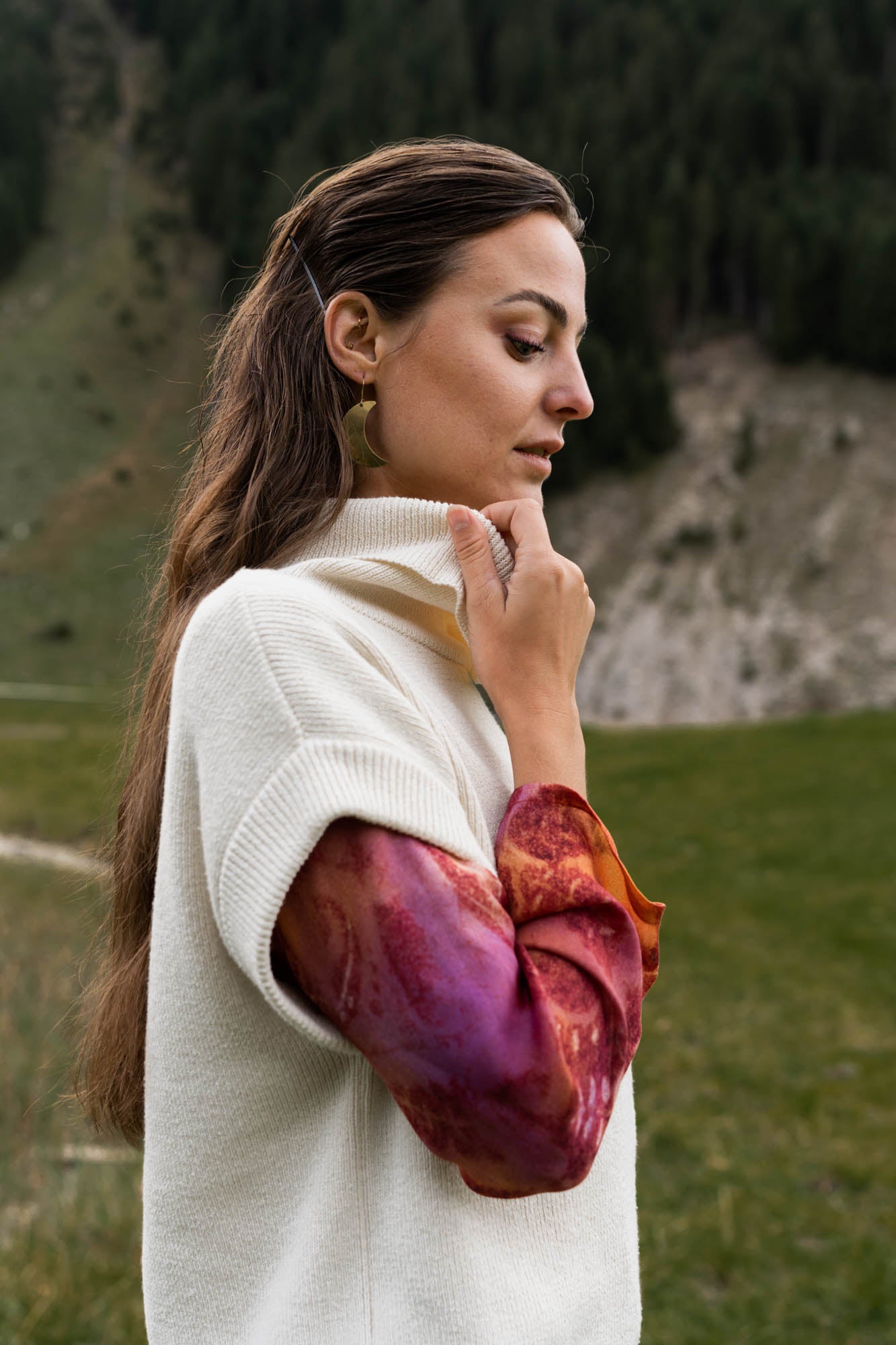 Knitted pullover with turtleneck