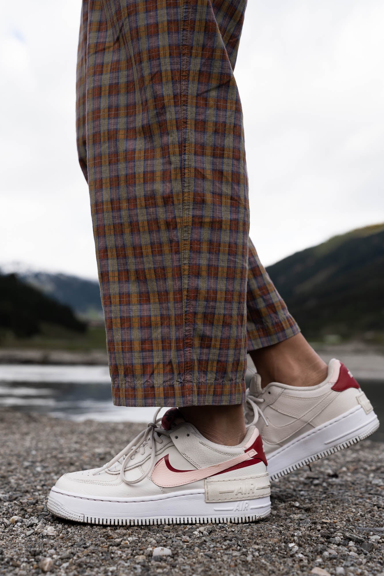 Checked relaxed fit trousers