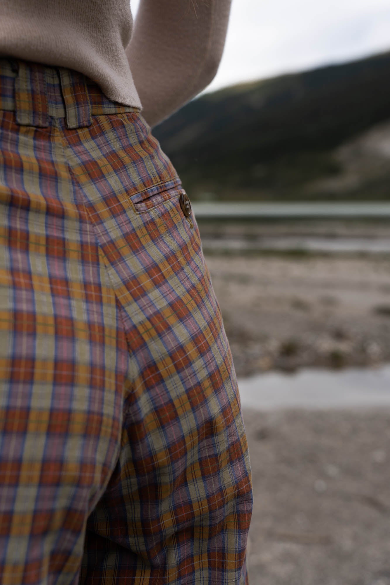 Checked relaxed fit trousers