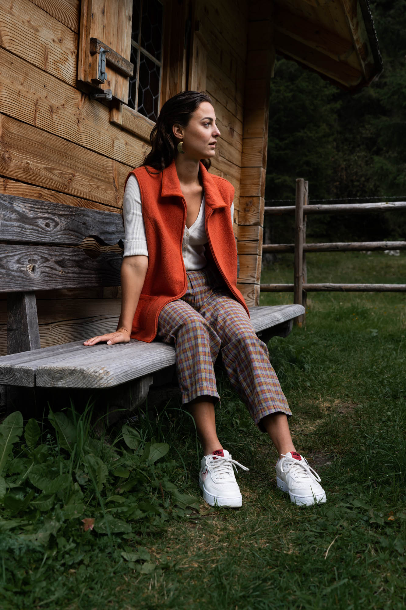 Checked relaxed fit trousers