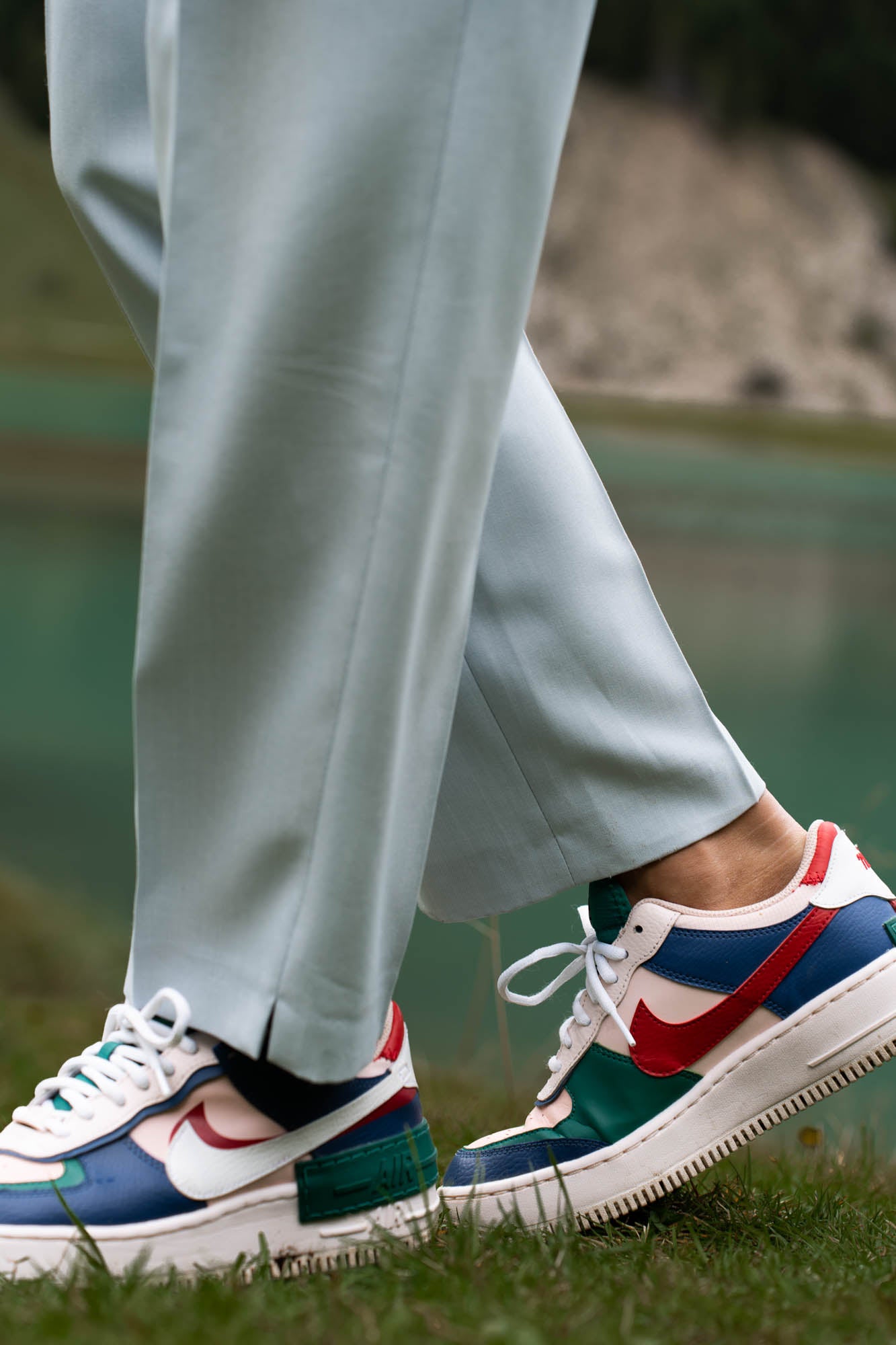 Light blue high waist trousers