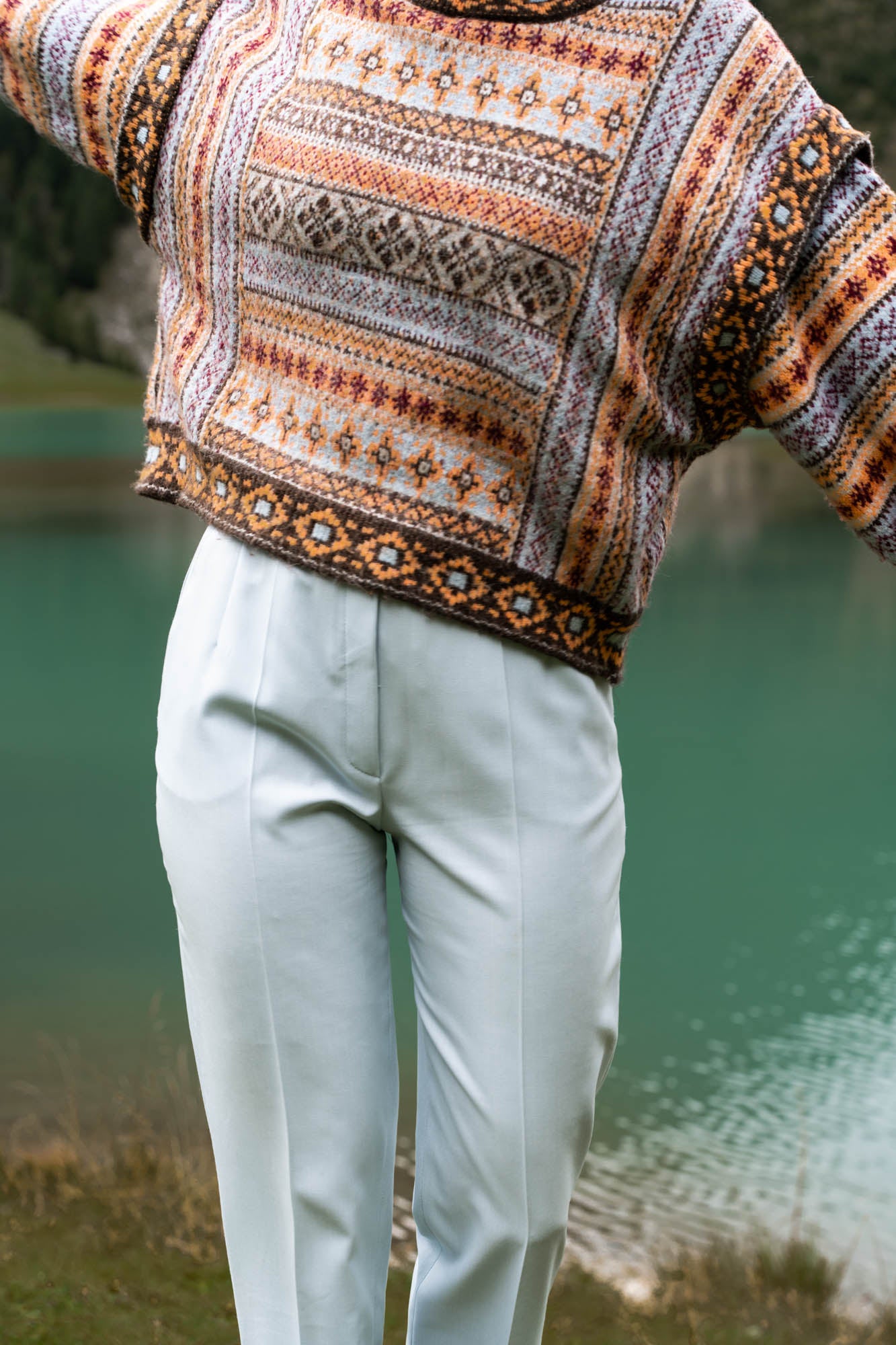Light blue high waist trousers
