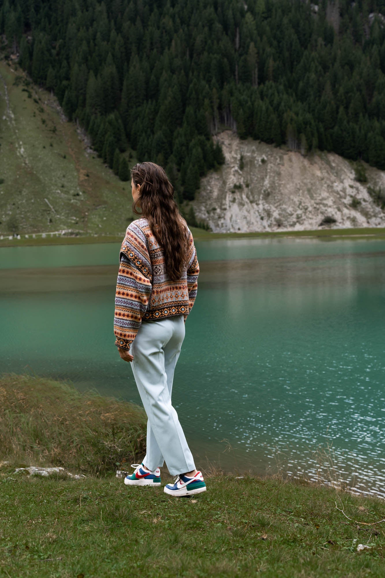 Light blue high waist trousers