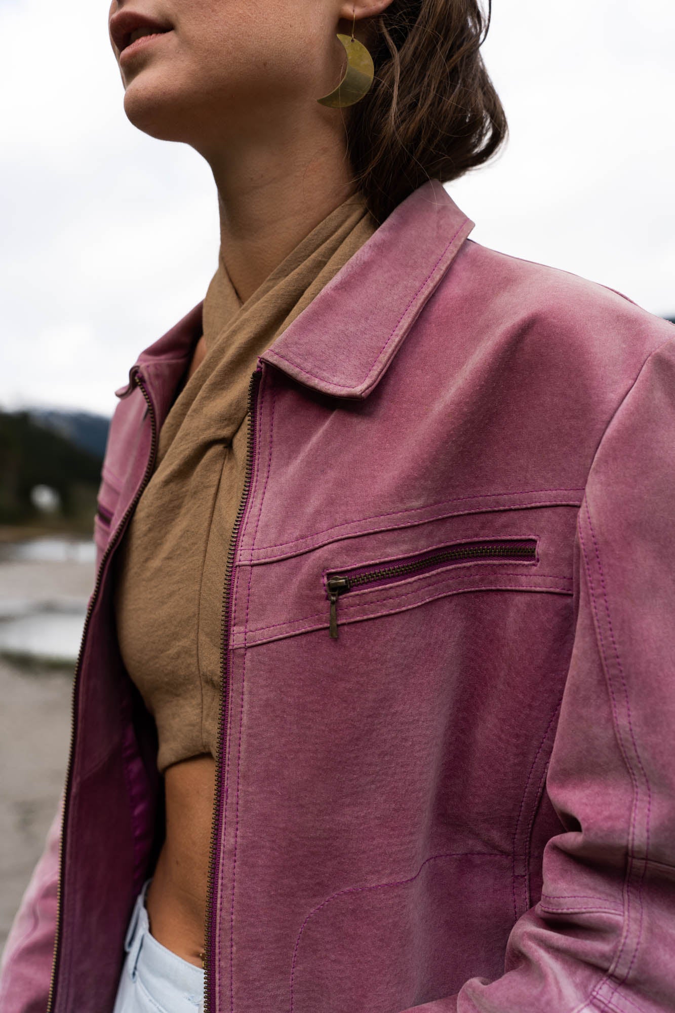 100% Leather pink jacket