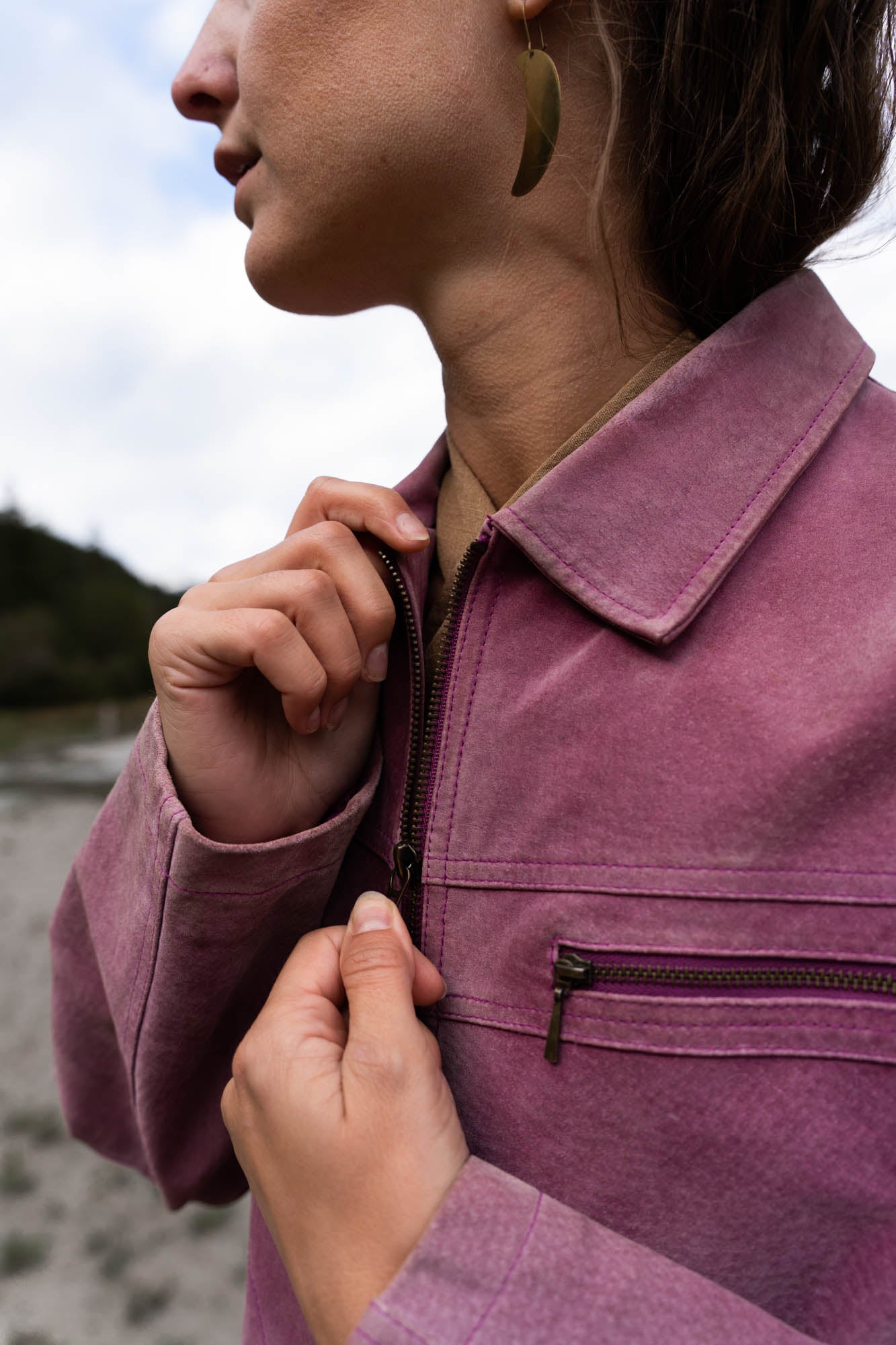 100% Leather pink jacket