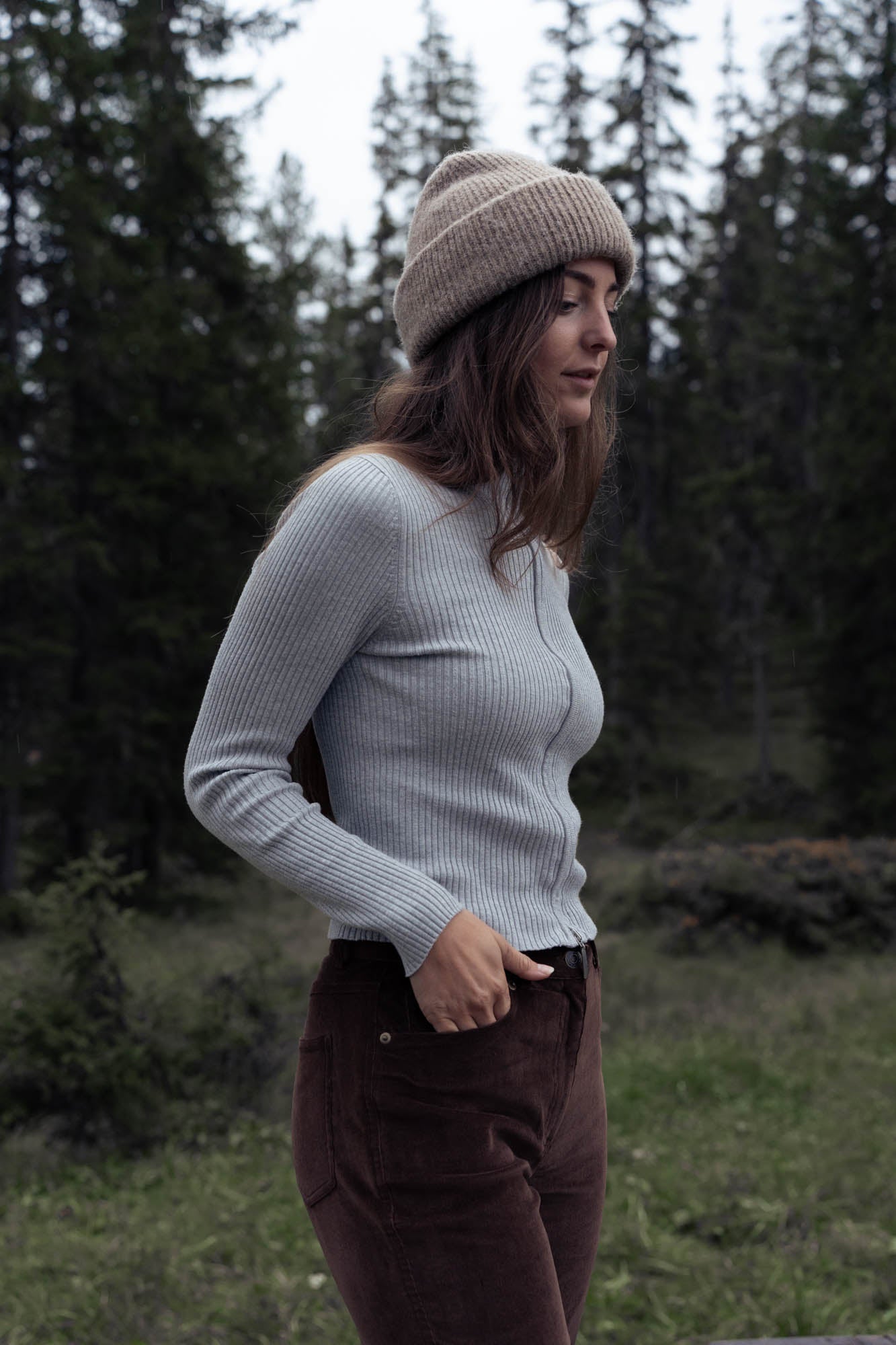Gray turtleneck with front zip