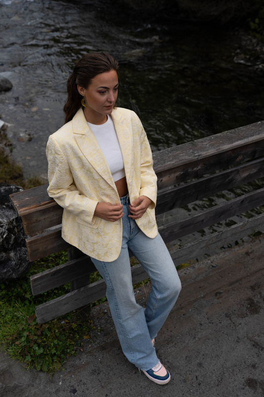 Pastel yellow blazer jacket