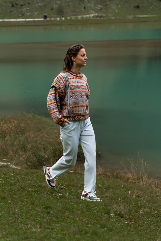 Light blue high waist trousers