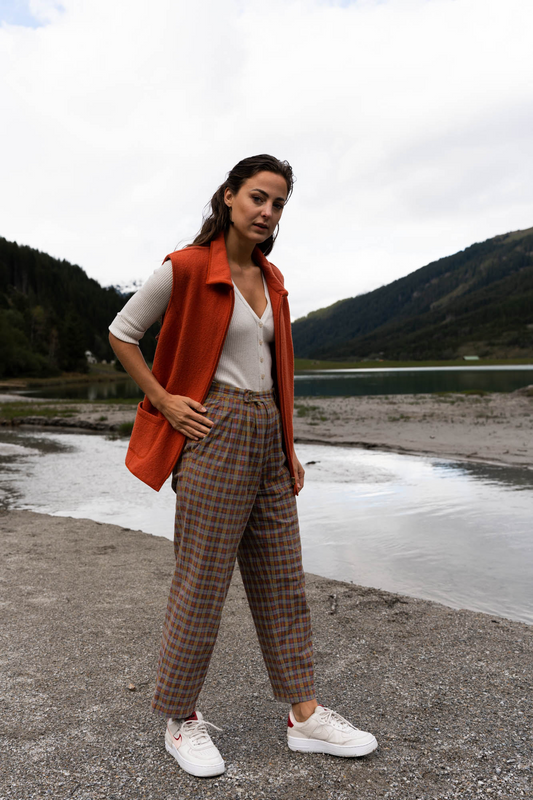 Checked relaxed fit trousers