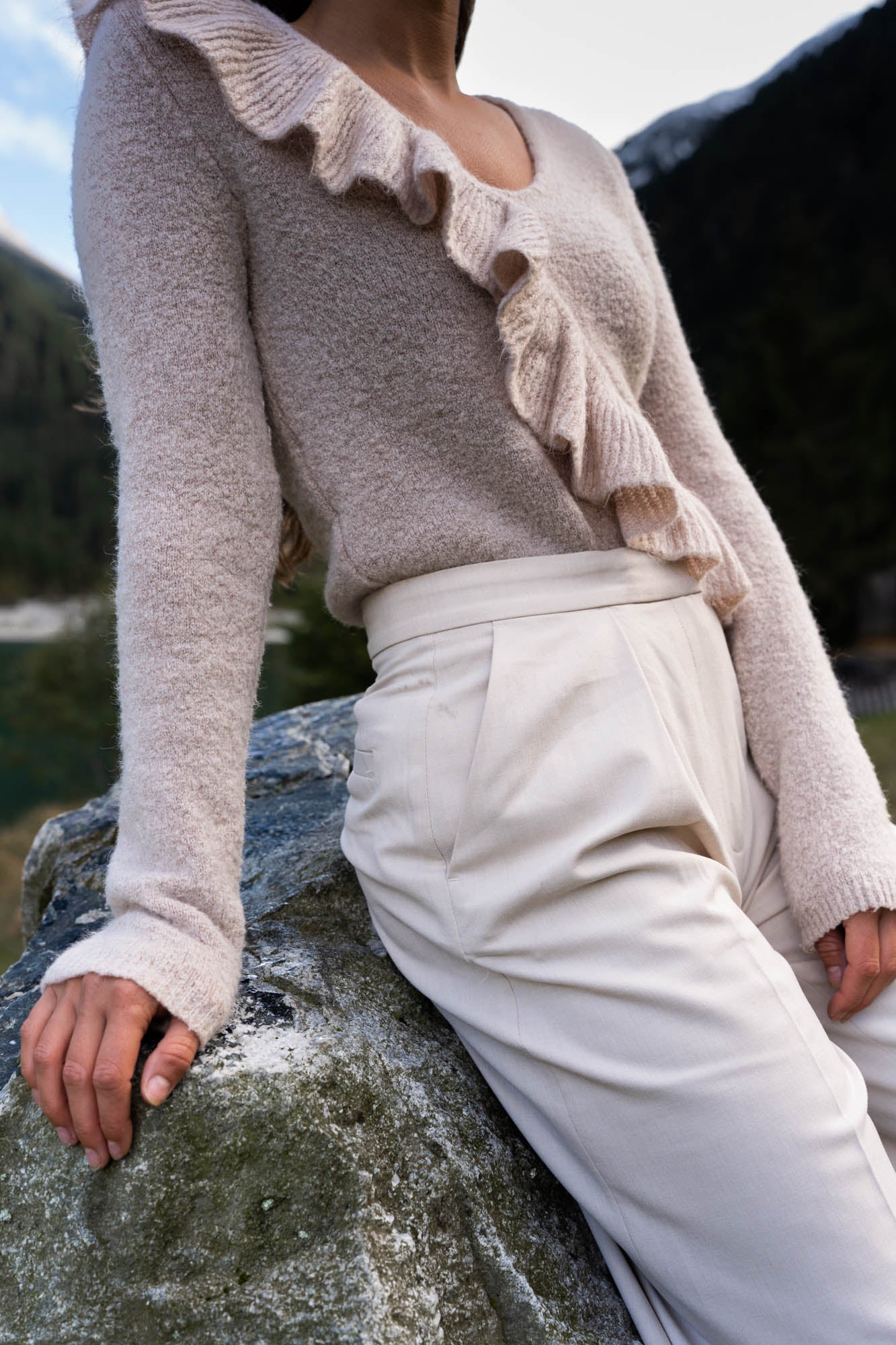 Cream colored wool blend sweater