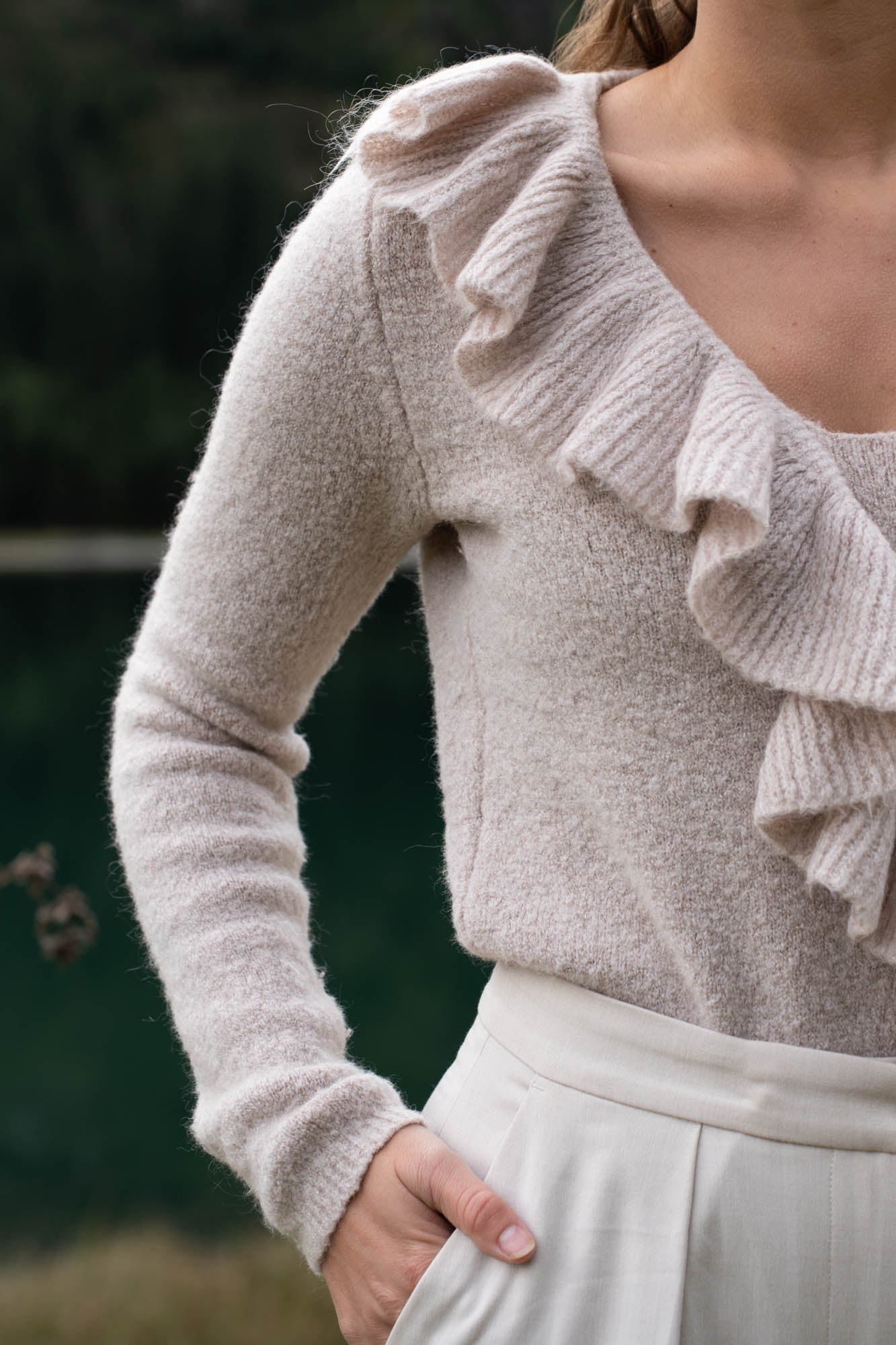 Cream colored wool blend sweater