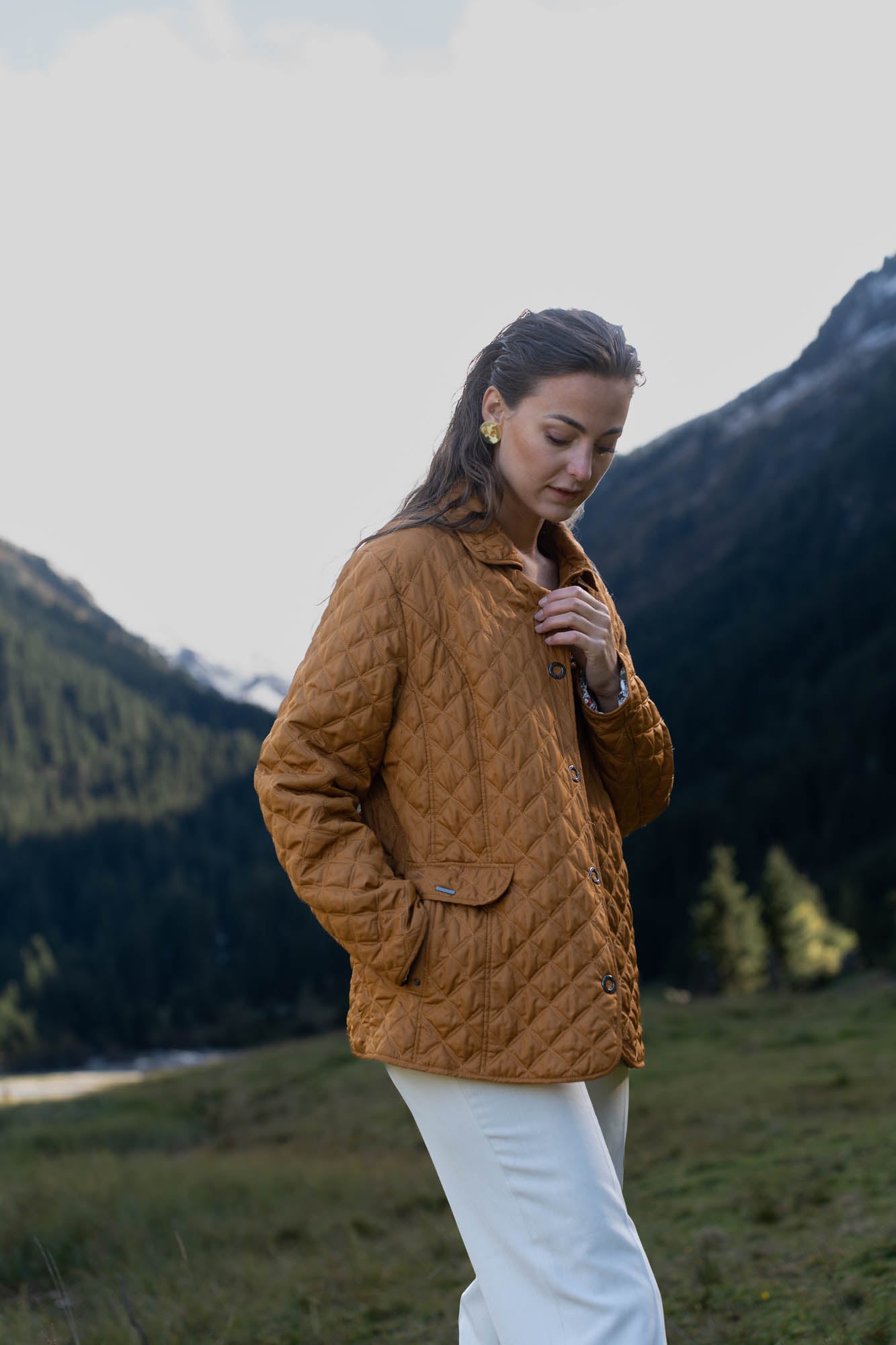 Ochreous quilted jacket