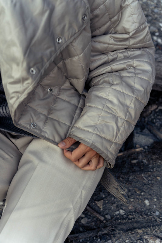 Oversized gray bomber jacket