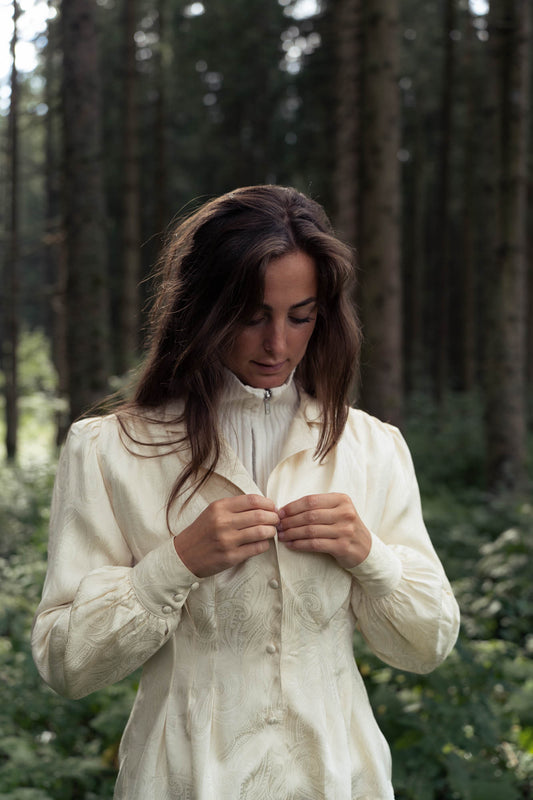 100% silk cream colored vintage blouse