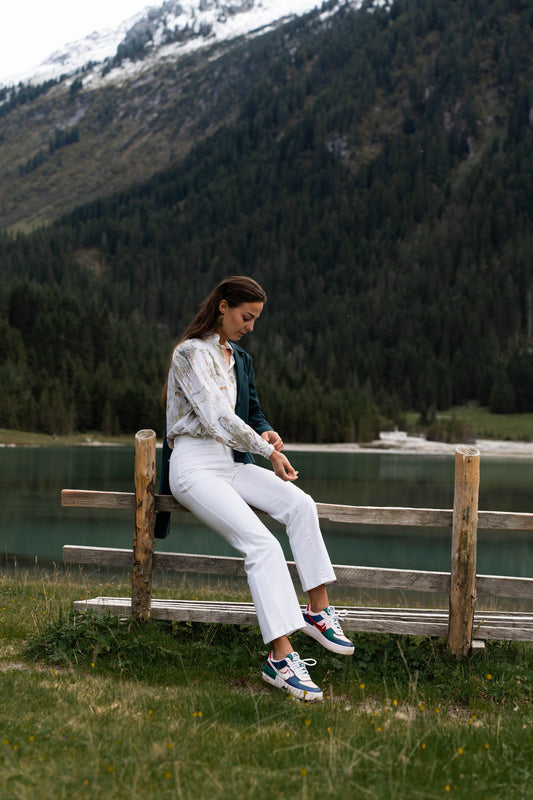 White blouse with print