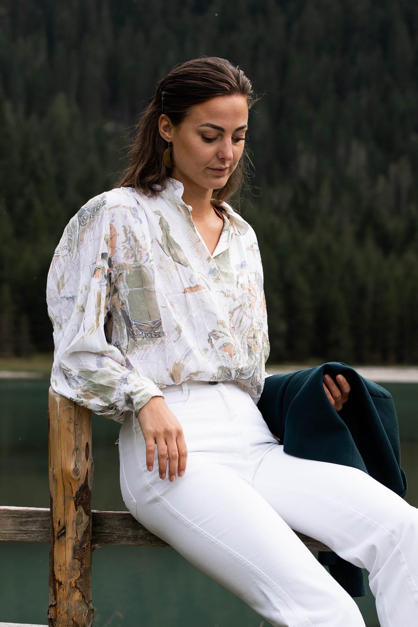 White blouse with print
