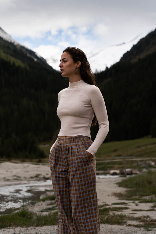 Lichtroze trui met turtleneck